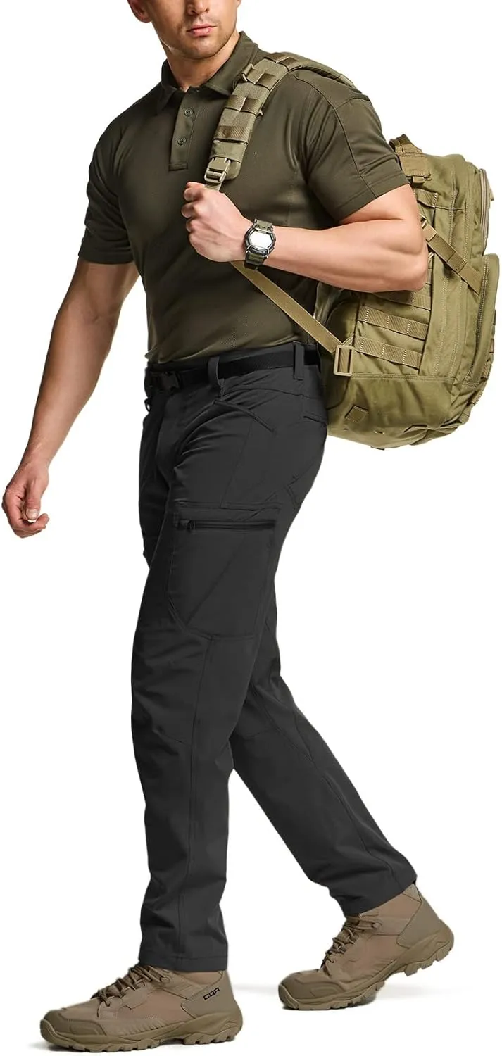 CQR Men's Quick Dry Tactical Pants, Water Resistant Outdoor Pants, Lightweight Stretch Cargo Work Hiking Pants