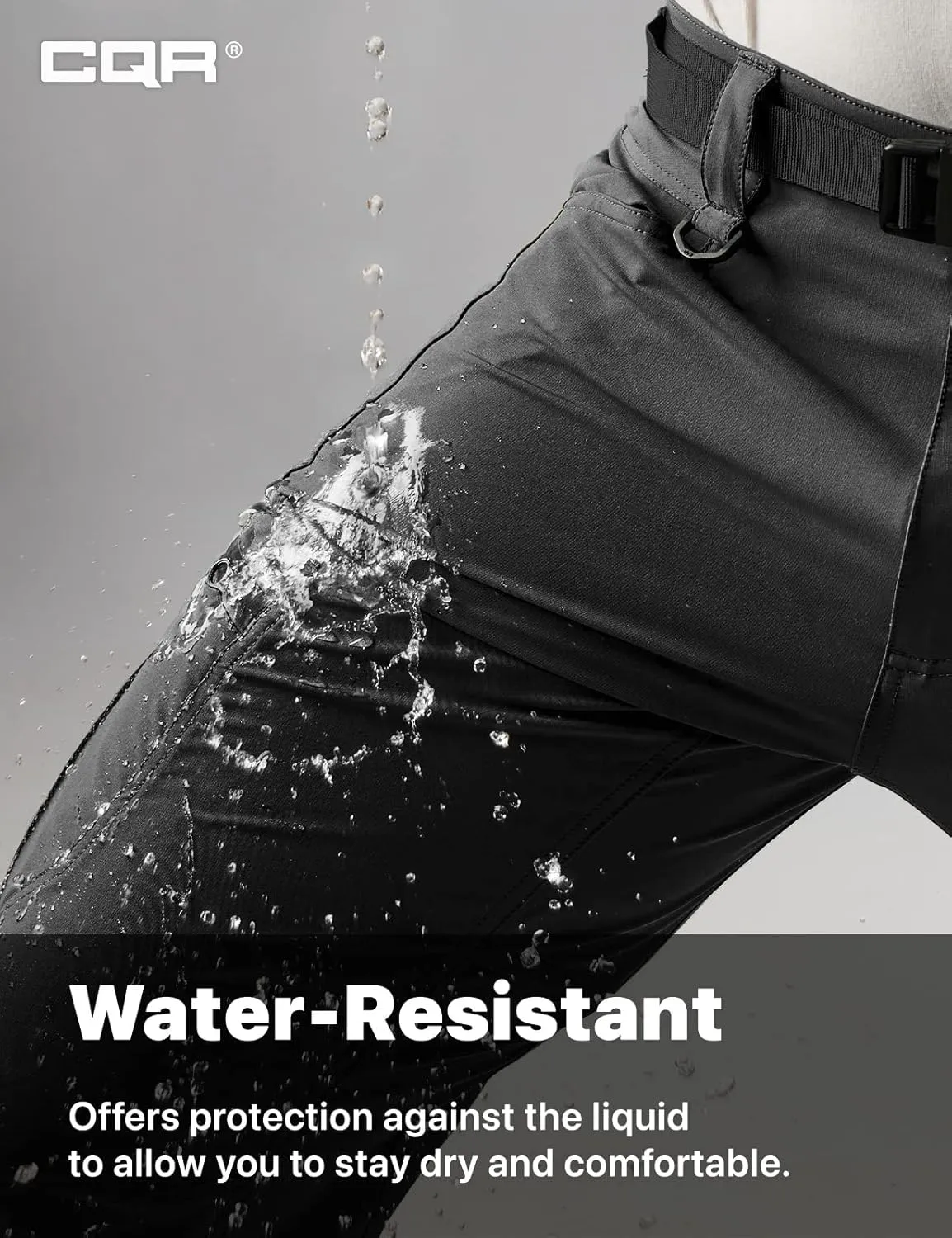 CQR Men's Quick Dry Tactical Pants, Water Resistant Outdoor Pants, Lightweight Stretch Cargo Work Hiking Pants
