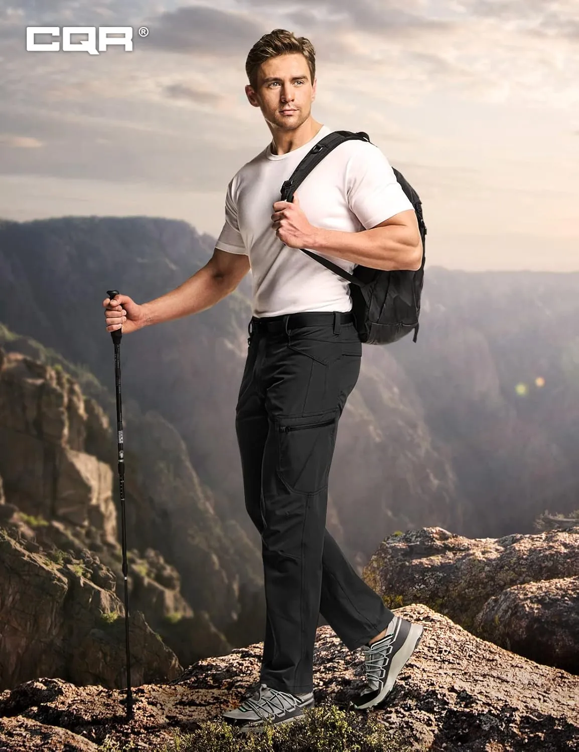 CQR Men's Quick Dry Tactical Pants, Water Resistant Outdoor Pants, Lightweight Stretch Cargo Work Hiking Pants
