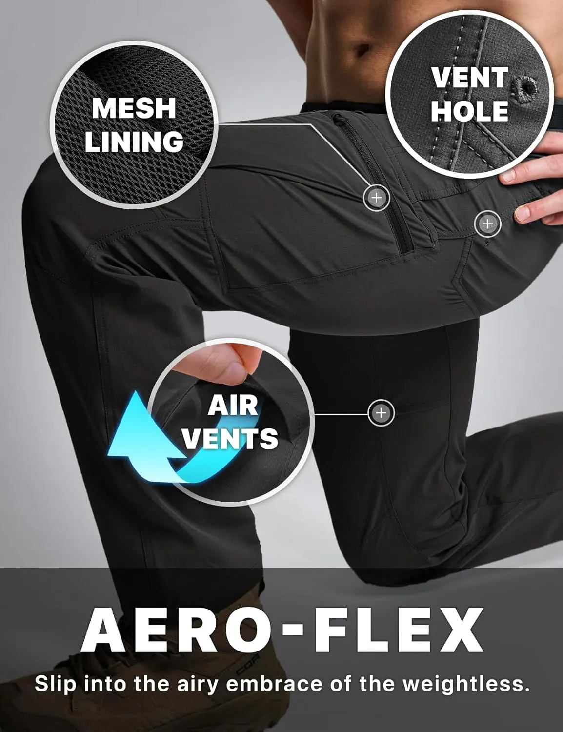 CQR Men's Quick Dry Tactical Pants, Water Resistant Outdoor Pants, Lightweight Stretch Cargo Work Hiking Pants