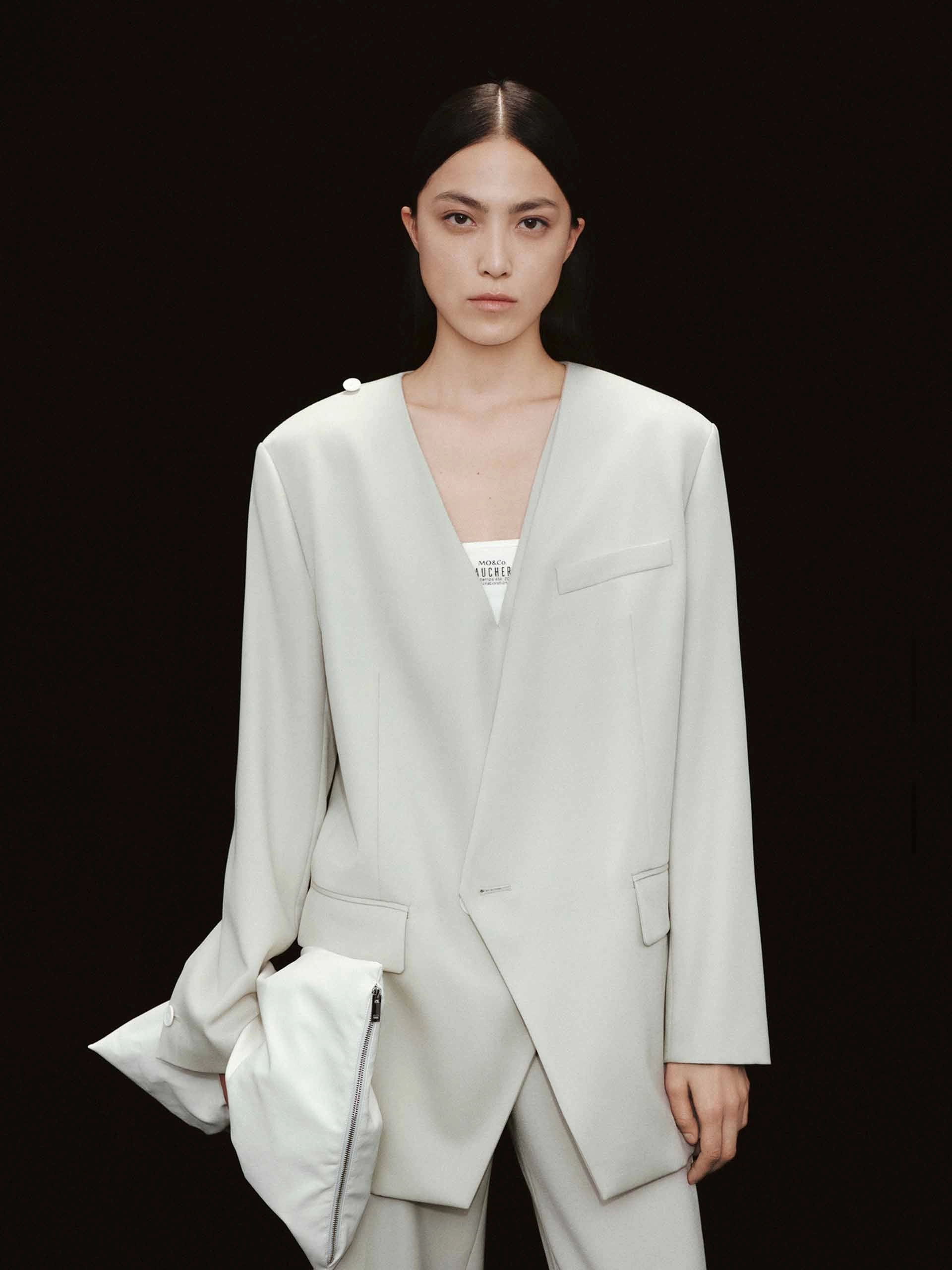 Deconstructed V-neck Blazer Breathable Mesh Panels