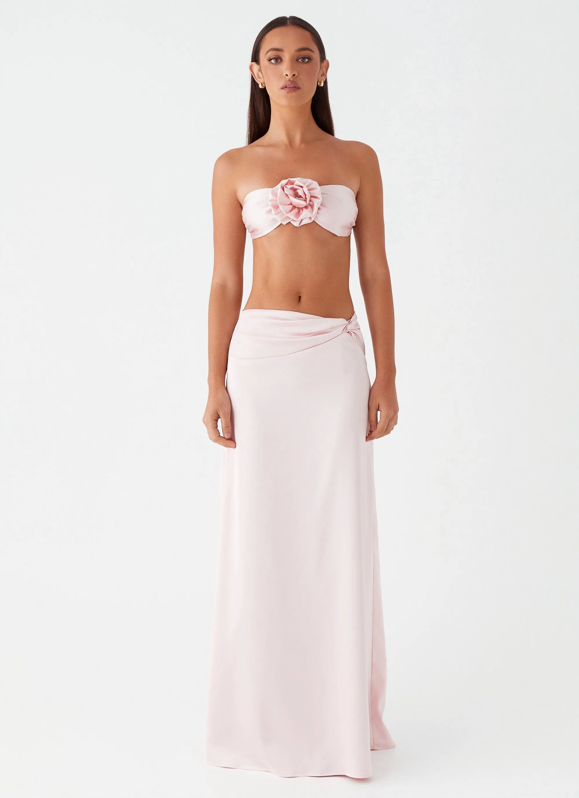 Eco Friendly Material Crescent Light Rose Bandeau Top - Pink