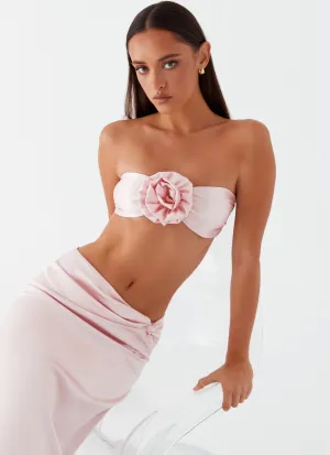 SeamlessConstruction Glow In The Dark Accent Trim Crescent Light Rose Bandeau Top - Pink