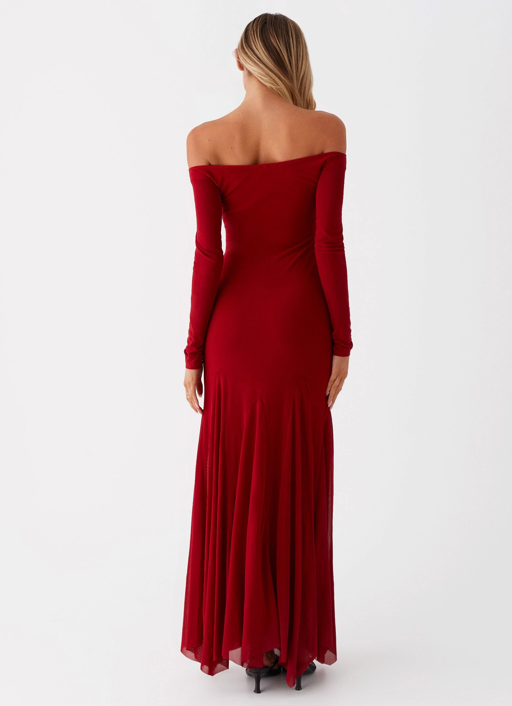 Maribel Maxi Dress - Red Embroidered Fabric