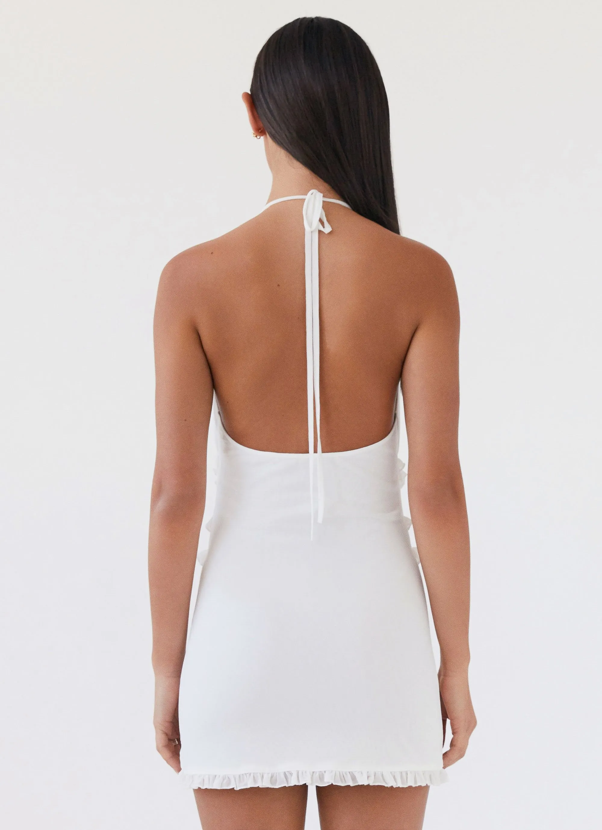 Solid Hue Love Exchange Ruffle Mini Dress - White