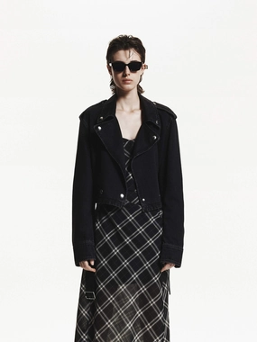 Cropped Fit Vintage Jacket Waterproof Zipper Closure