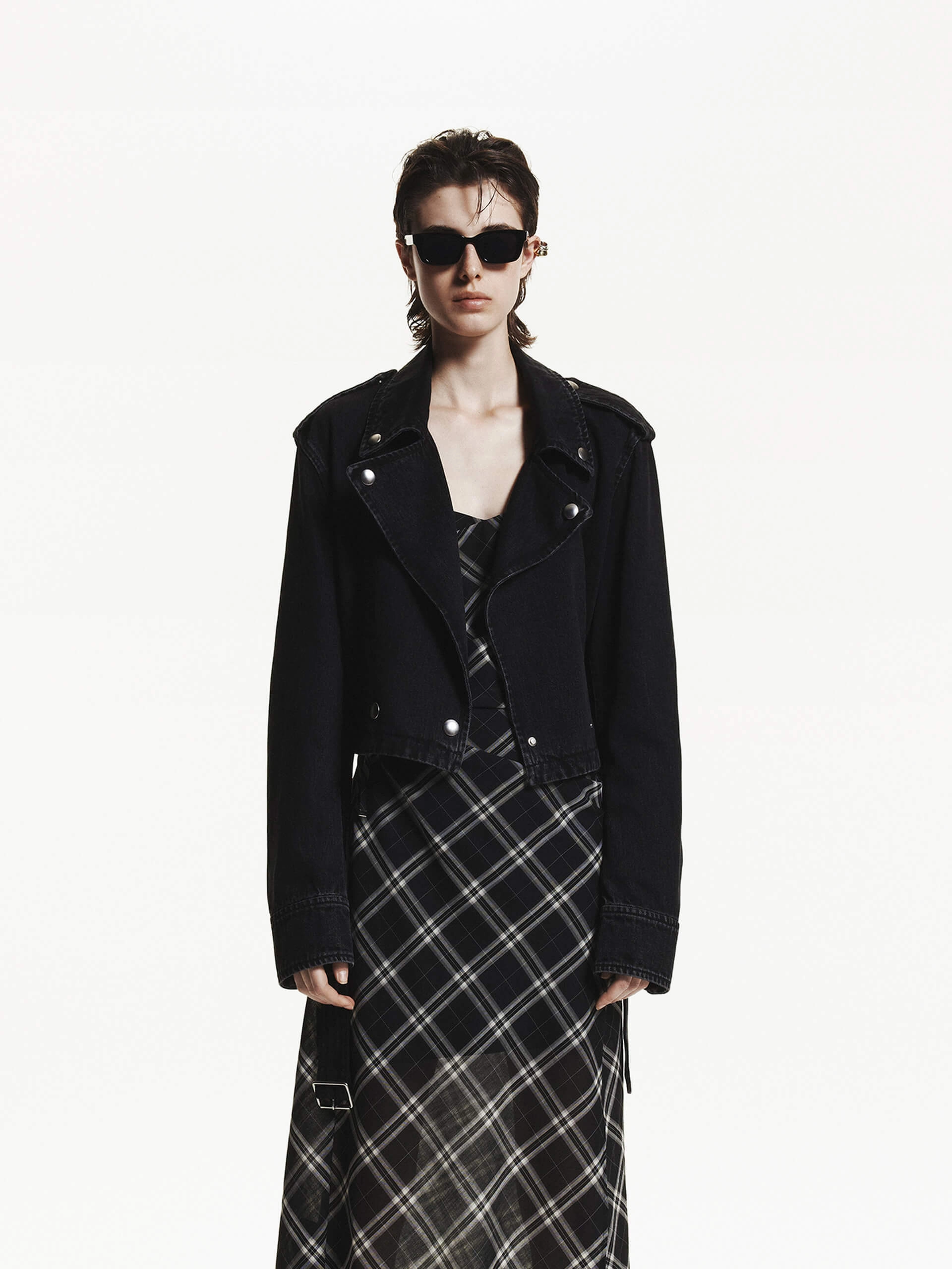 Cropped Fit Vintage Jacket Waterproof Zipper Closure