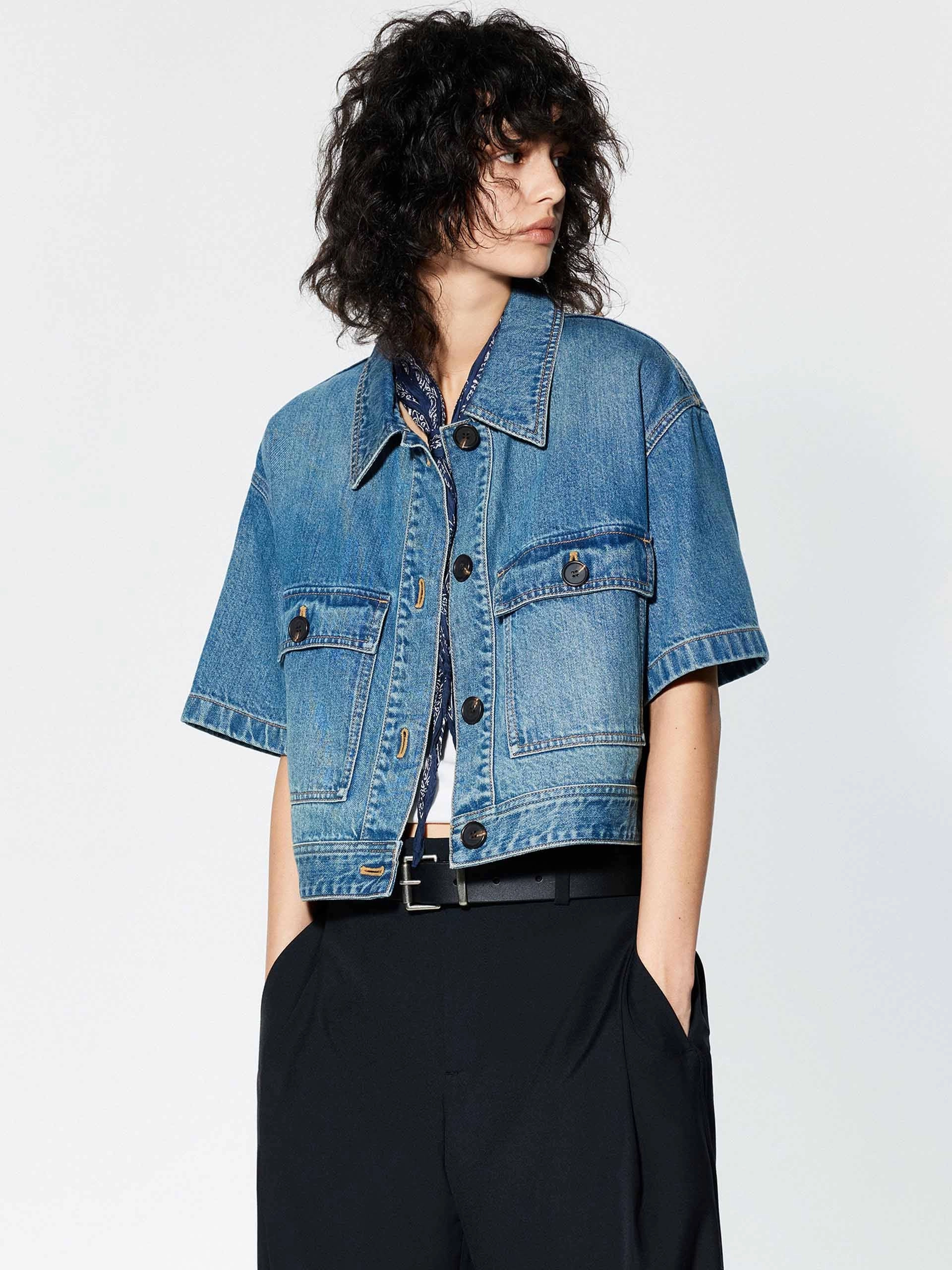 Street Explorer Fit Stylish Basics Cropped Pockets Denim Jacket