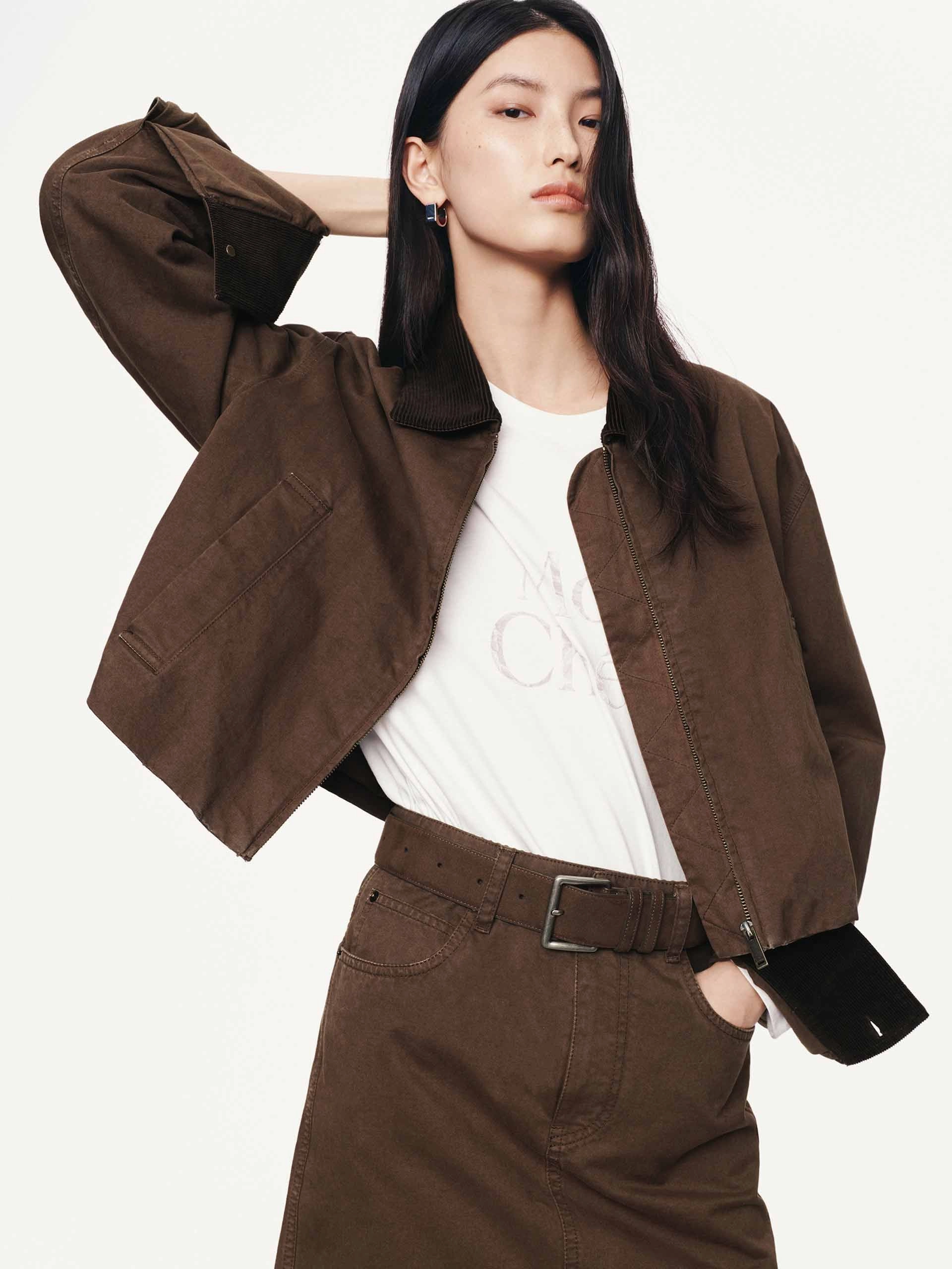 Cropped Zipper Cotton Jacket City Ready Lined Pockets