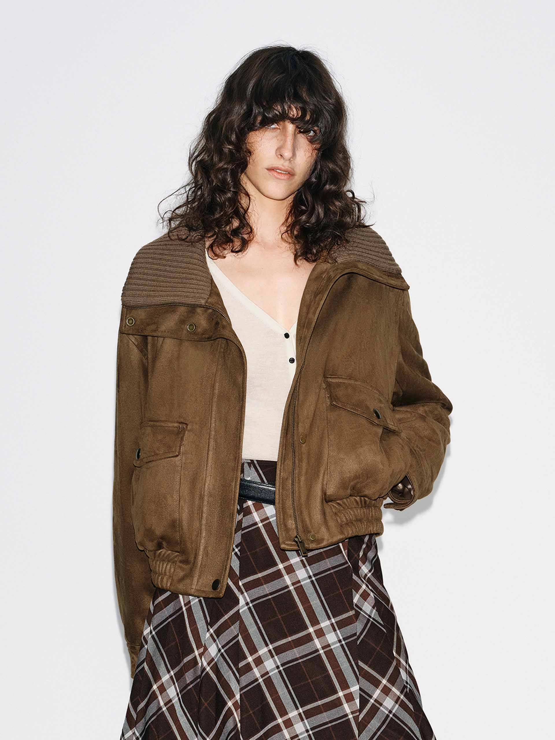 Cropped Zipper Down Jacket Double layer fabric