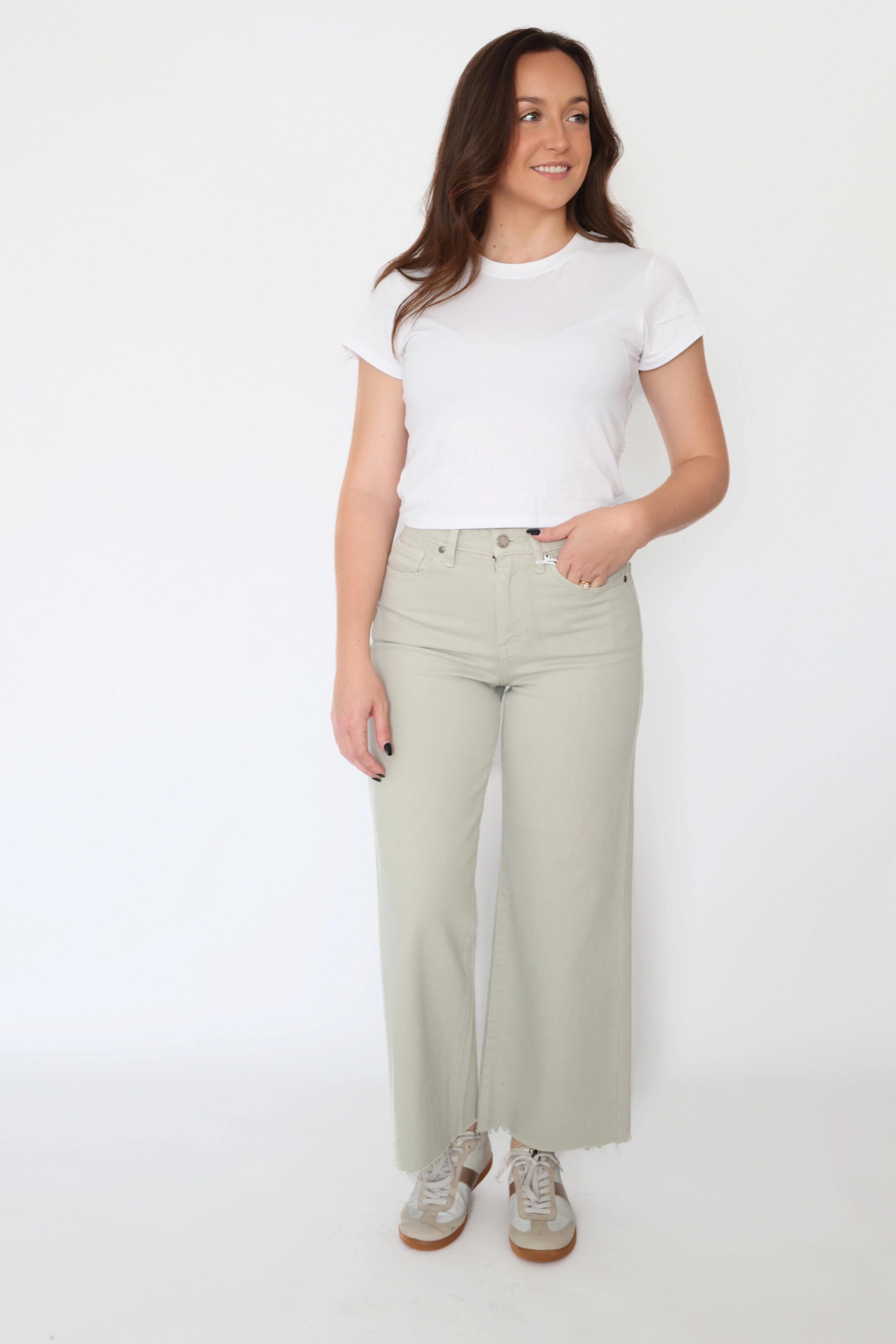 Crosley Wide Leg- Olive Shrinkage Prevention Treatment