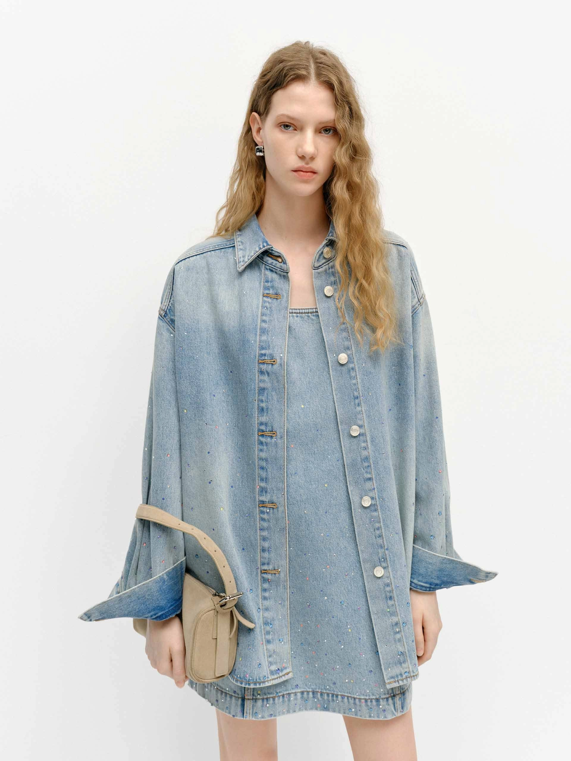 BreathableFabric Crystal Detail Cotton Jacket