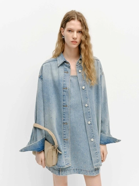 Crystal Detail Cotton Jacket Airy Cloth