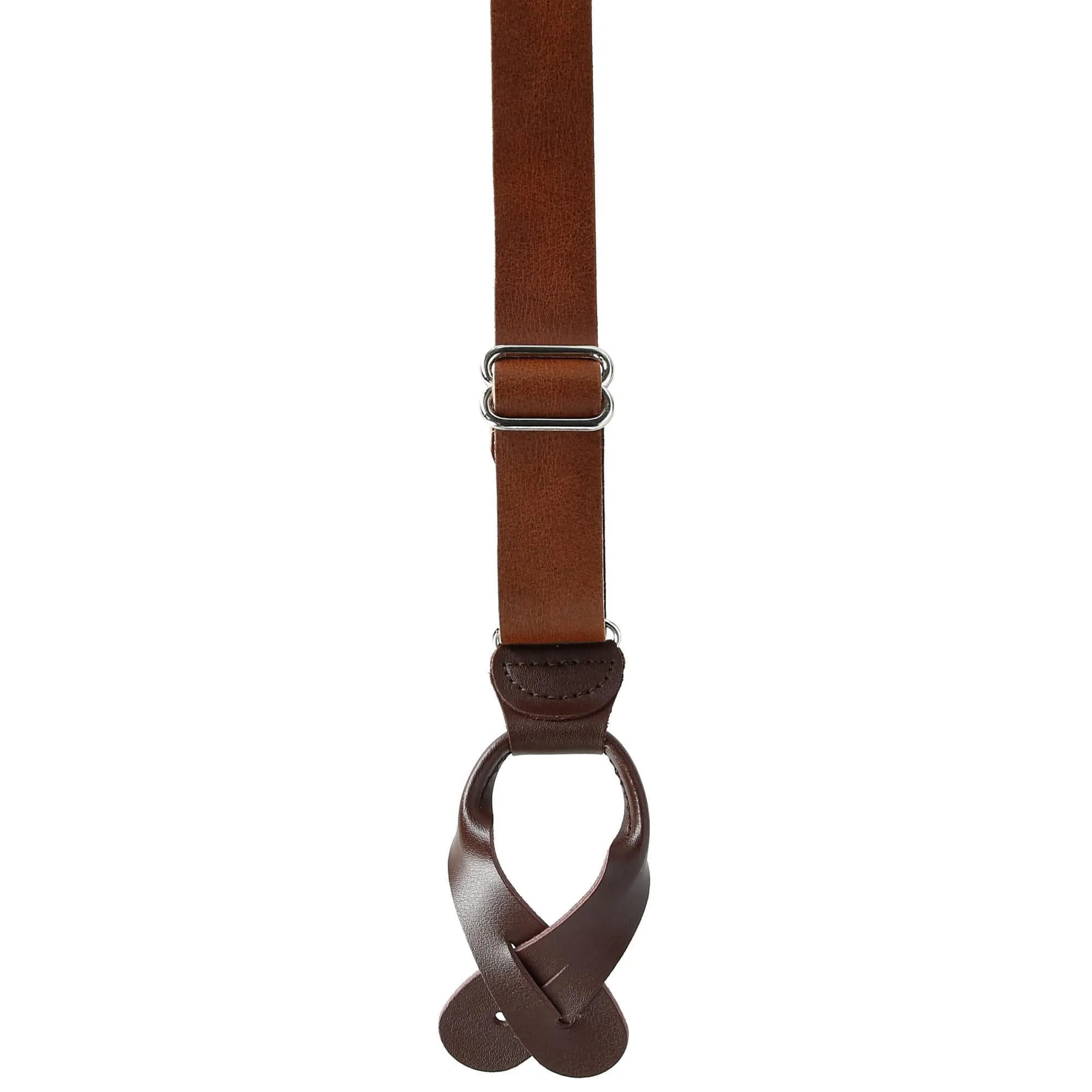 CTM® Men's Coated Leather Button-End Y-Back Suspender with Bachelor Buttons