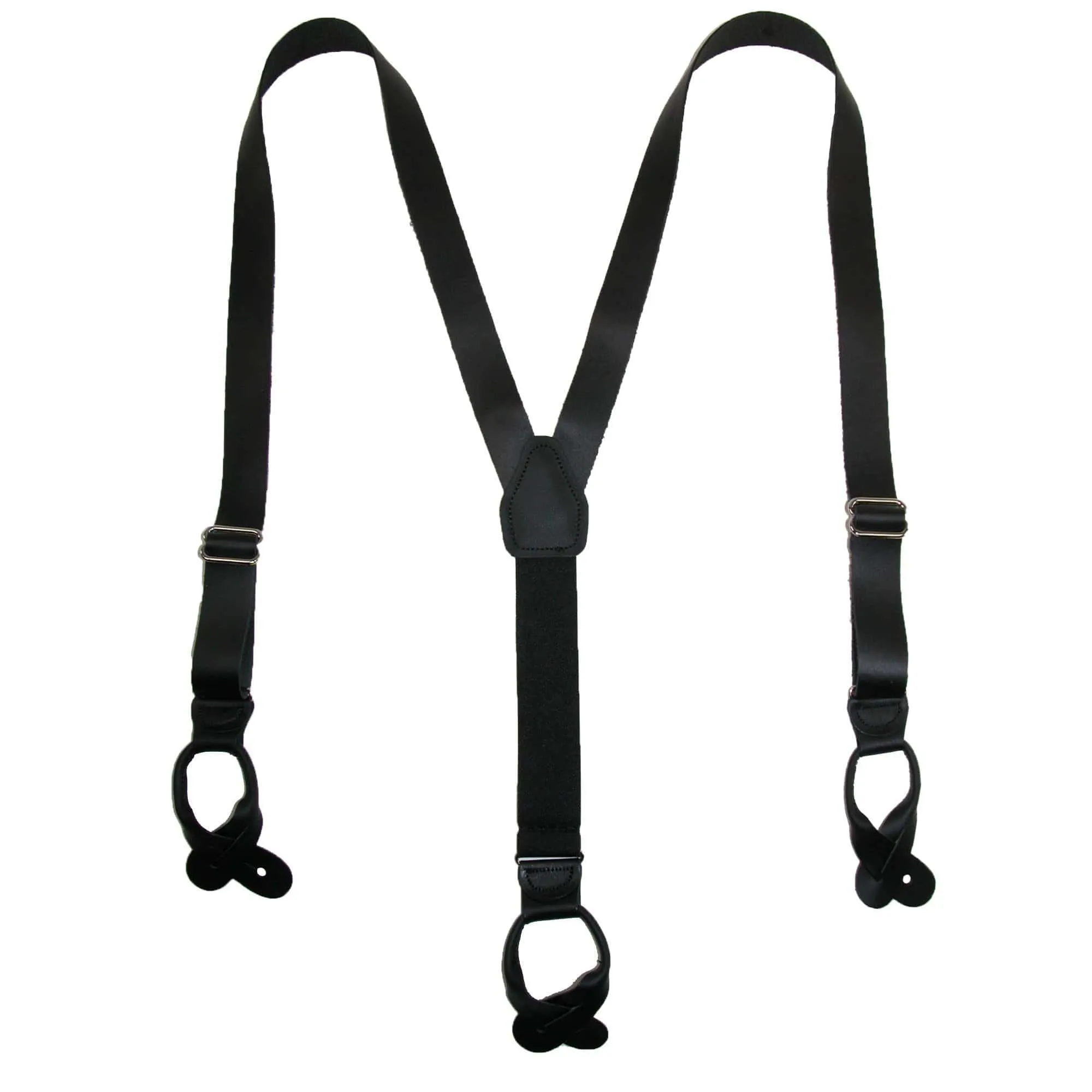 CTM® Men's Coated Leather Button-End Y-Back Suspender with Bachelor Buttons