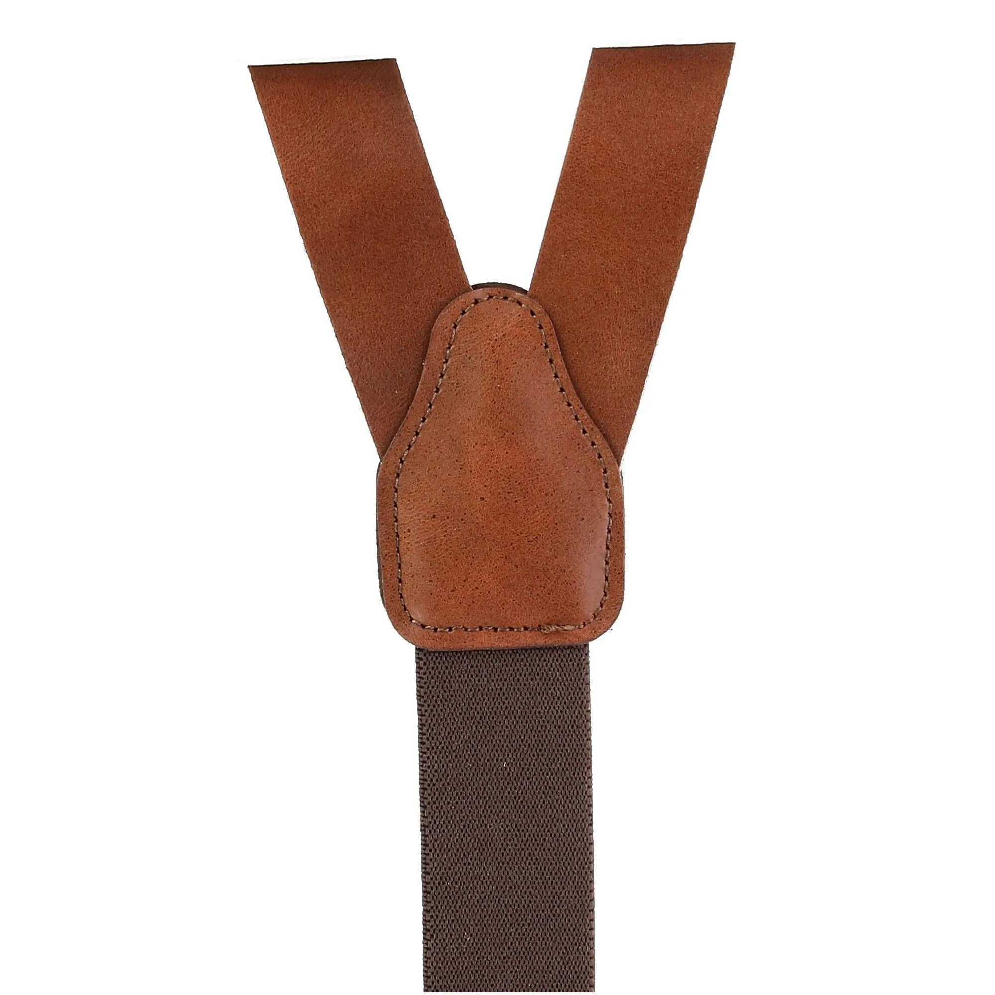 CTM® Men's Coated Leather Button-End Y-Back Suspender with Bachelor Buttons