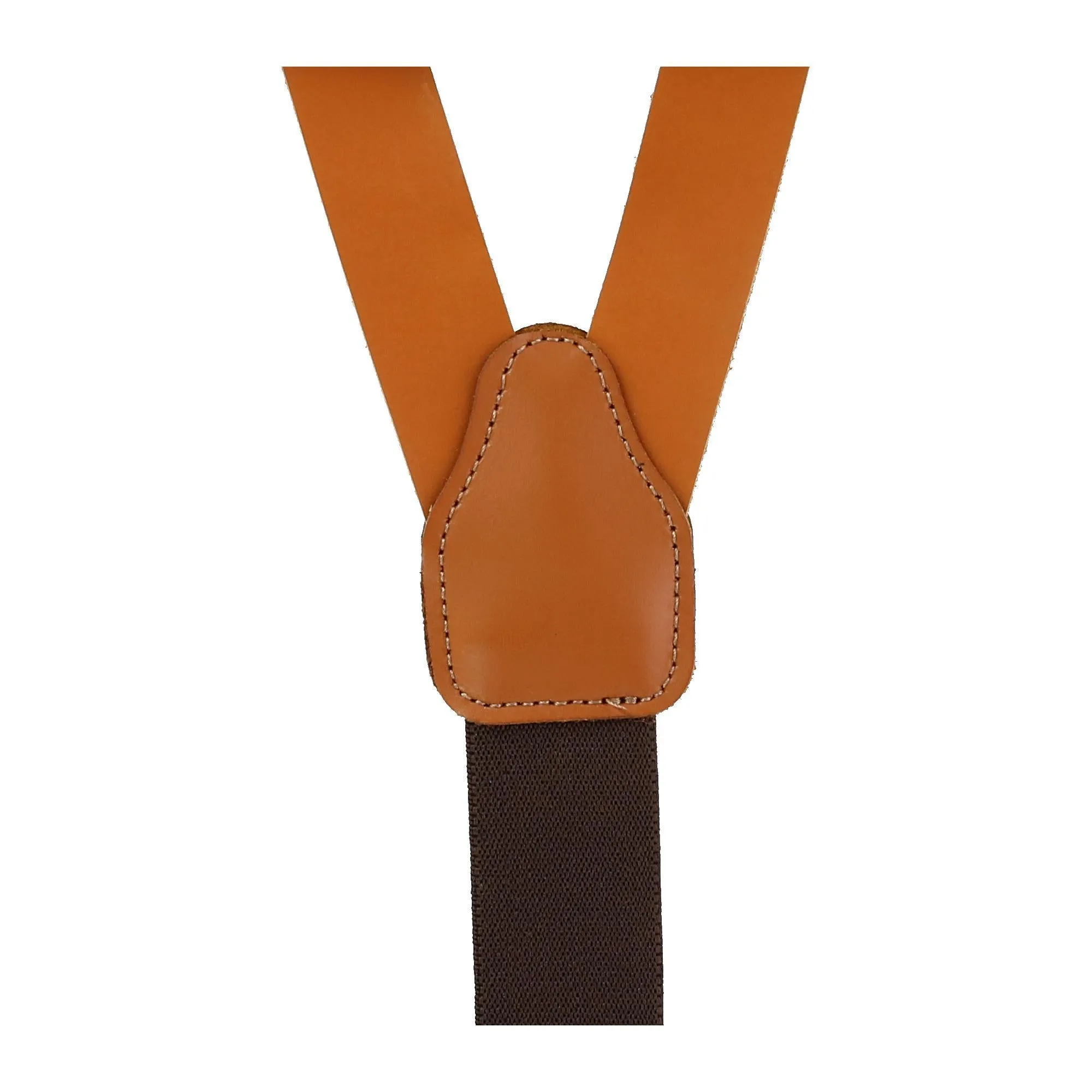 CTM® Men's Coated Leather Button-End Y-Back Suspender with Bachelor Buttons