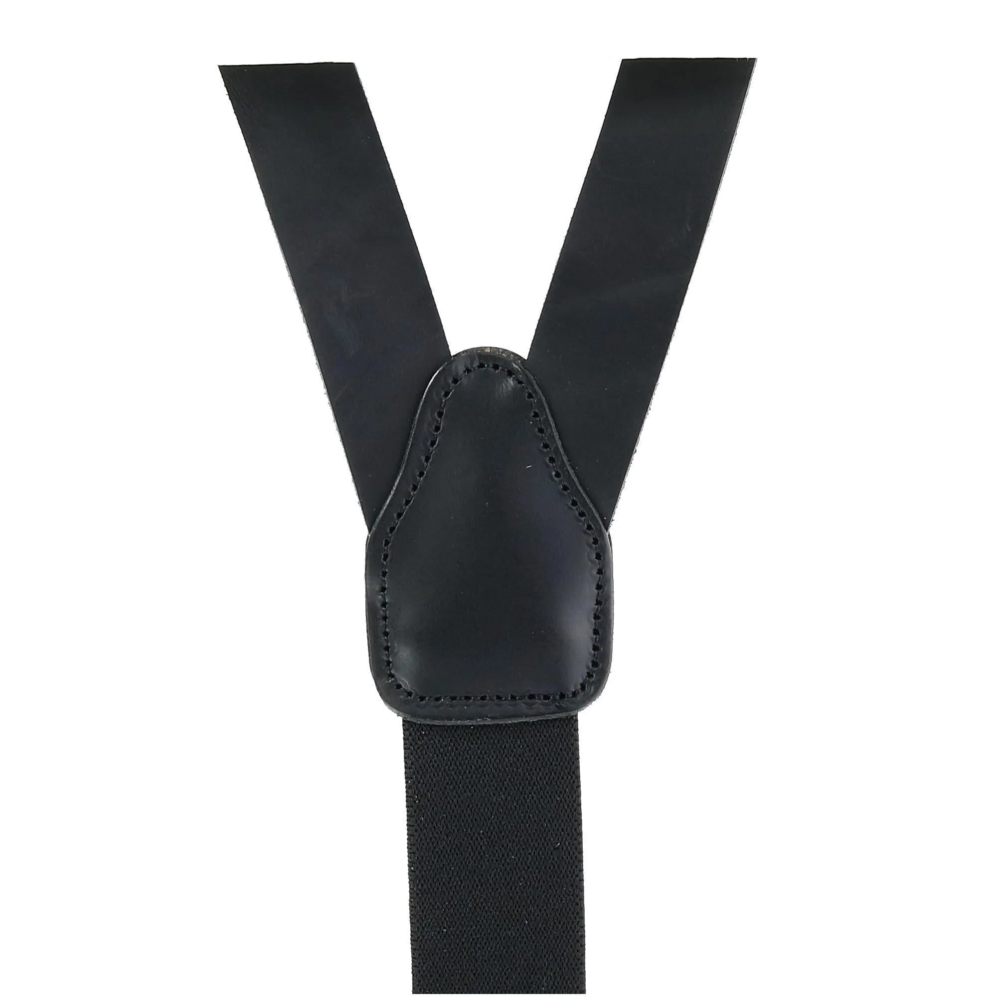 CTM® Men's Coated Leather Button-End Y-Back Suspender with Bachelor Buttons
