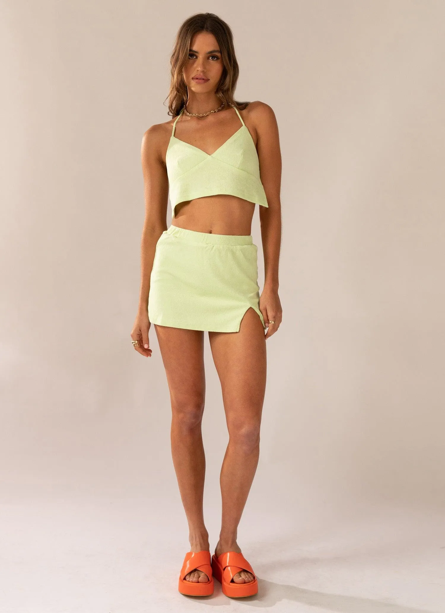 All Day Design innovation Changing Seasons Terry Mini Skirt - Lime Green