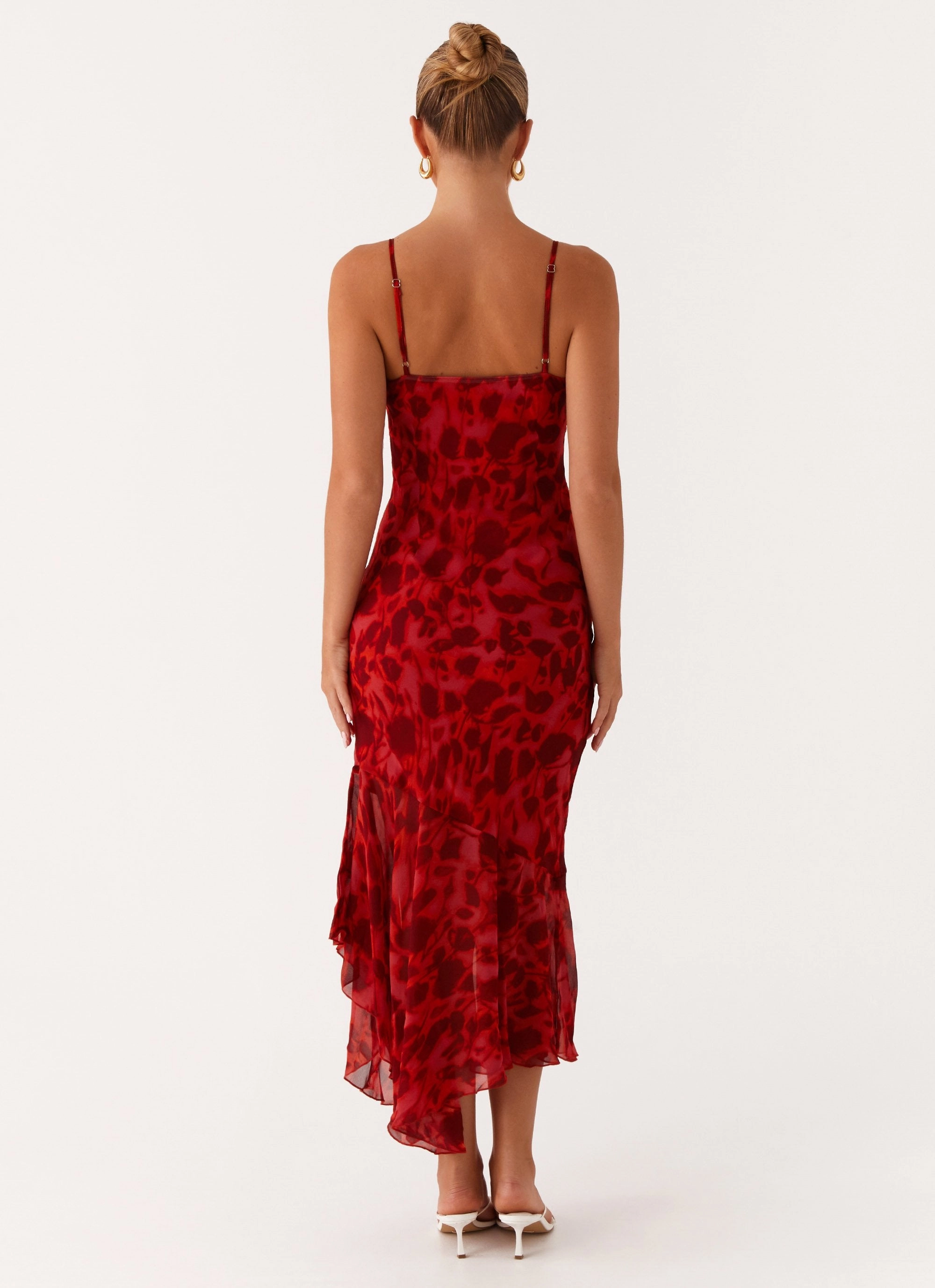 Perfect Length Sally Midi Dress - Deep Red Floral