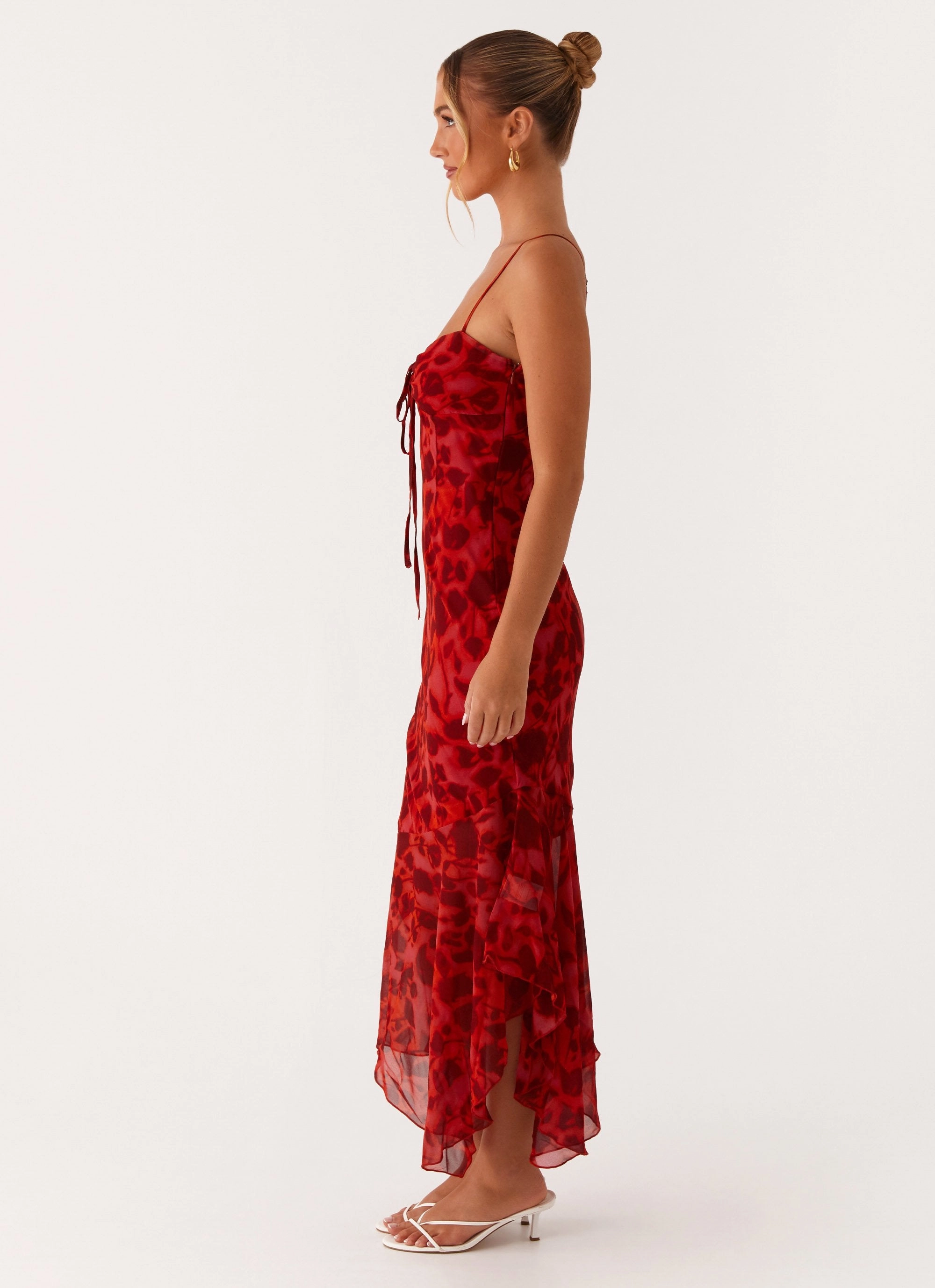 Shade Glow Sally Midi Dress - Deep Red Floral