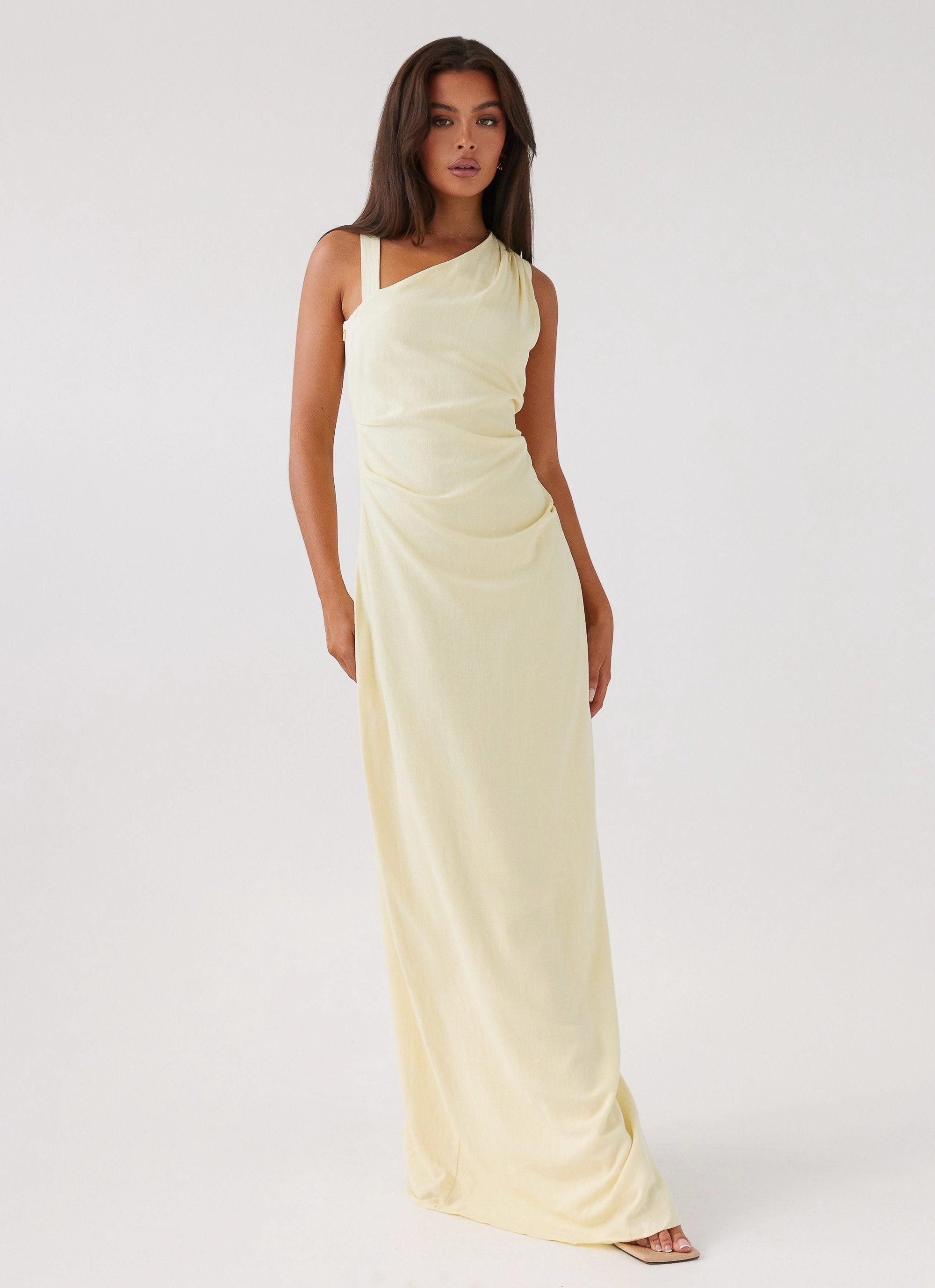 Daffodil Charm Linen Maxi Dress - Sunflower Yellow Perfectly Fitted