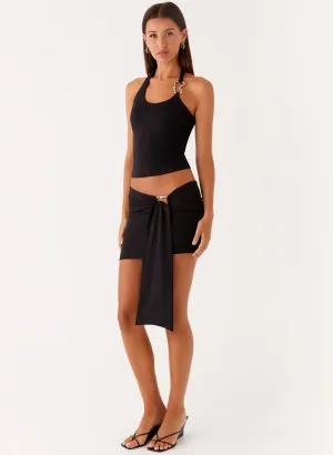 Simple Flow Neutral Wear Lucent Mini Skirt - Black