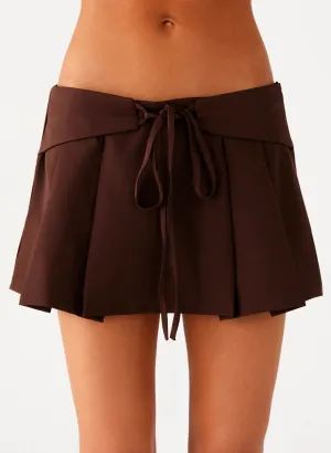 Timeless Piece Dalia Dusk Pleated Mini Skirt - Chocolate