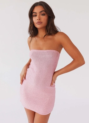 Dance The Night Tube Knit Mini Dress - Pink Dusk Bold-Color Sophisticated Comfort