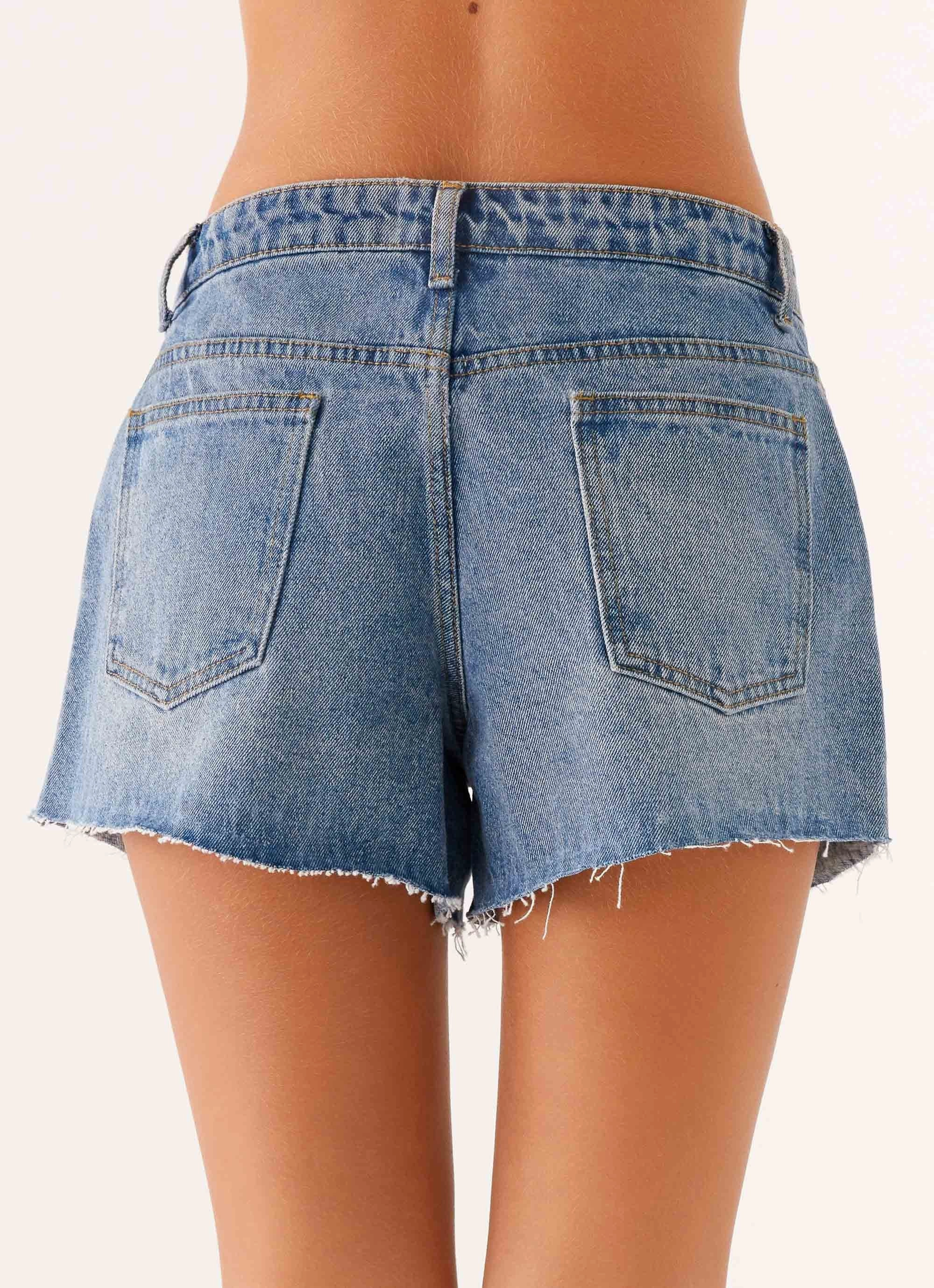 Davie Low Rise Denim Shorts - Blue Modern Fit Sleek Appearance