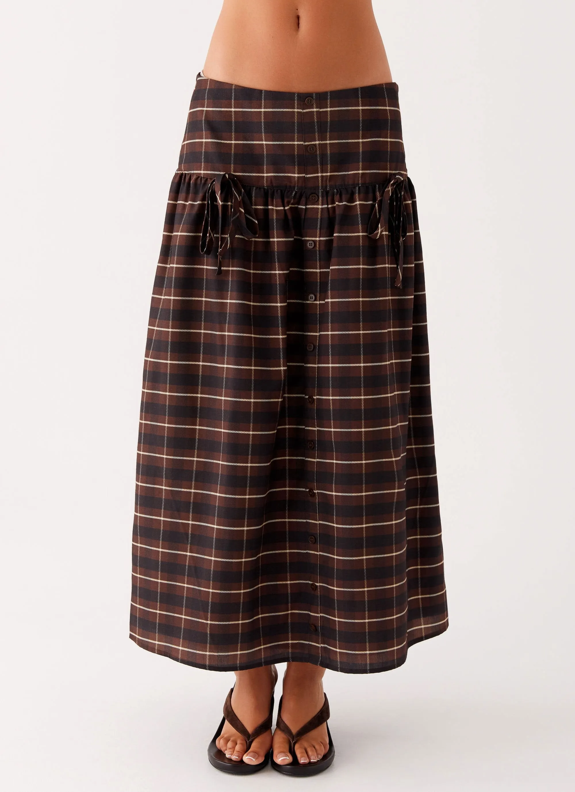 Quiet Places Midi Skirt - Chocolate Check Media Feature