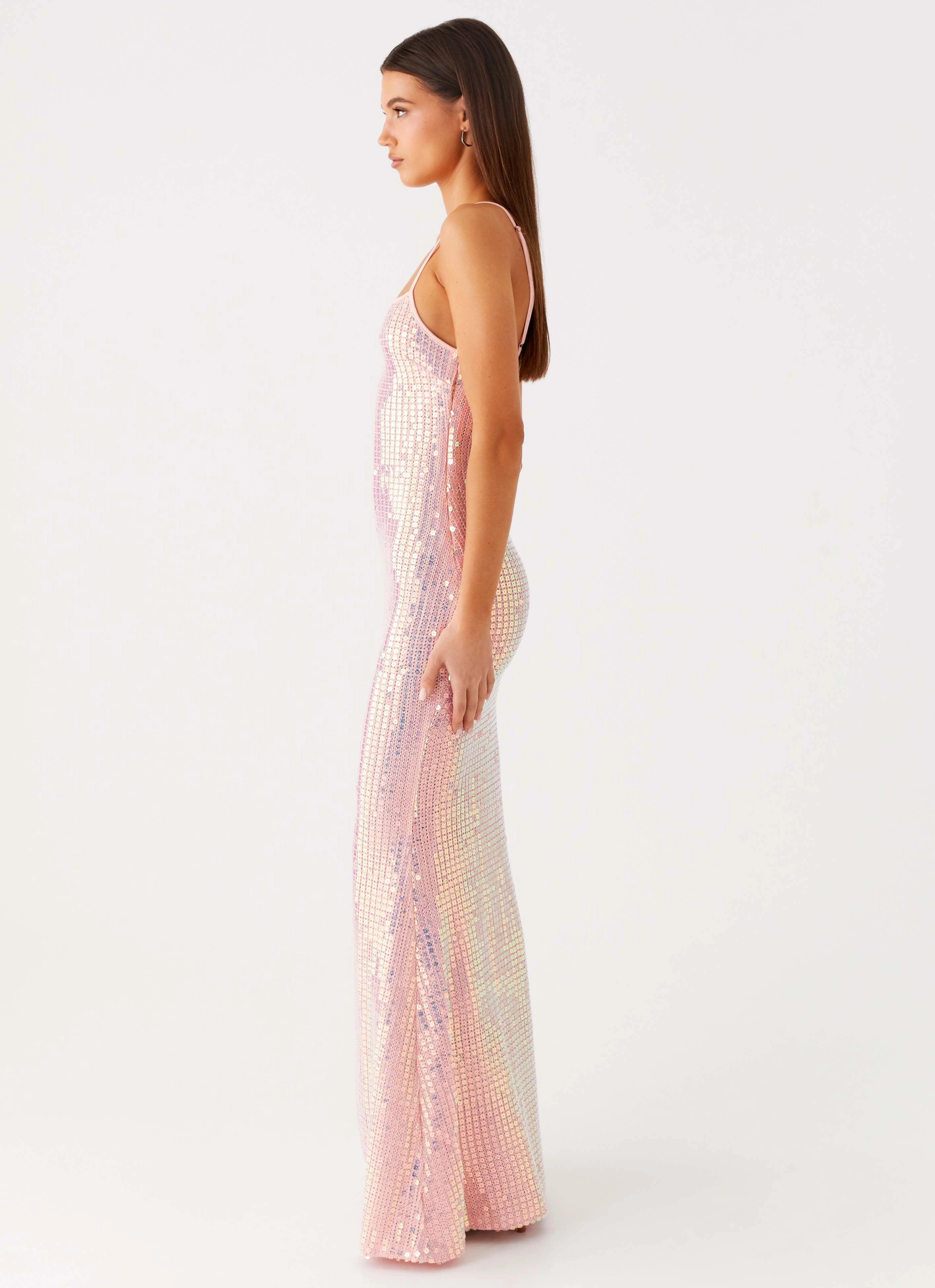 Smooth Vibes Charming Fit Attitude Knit Sequin Maxi Dress - Iridescent Pink