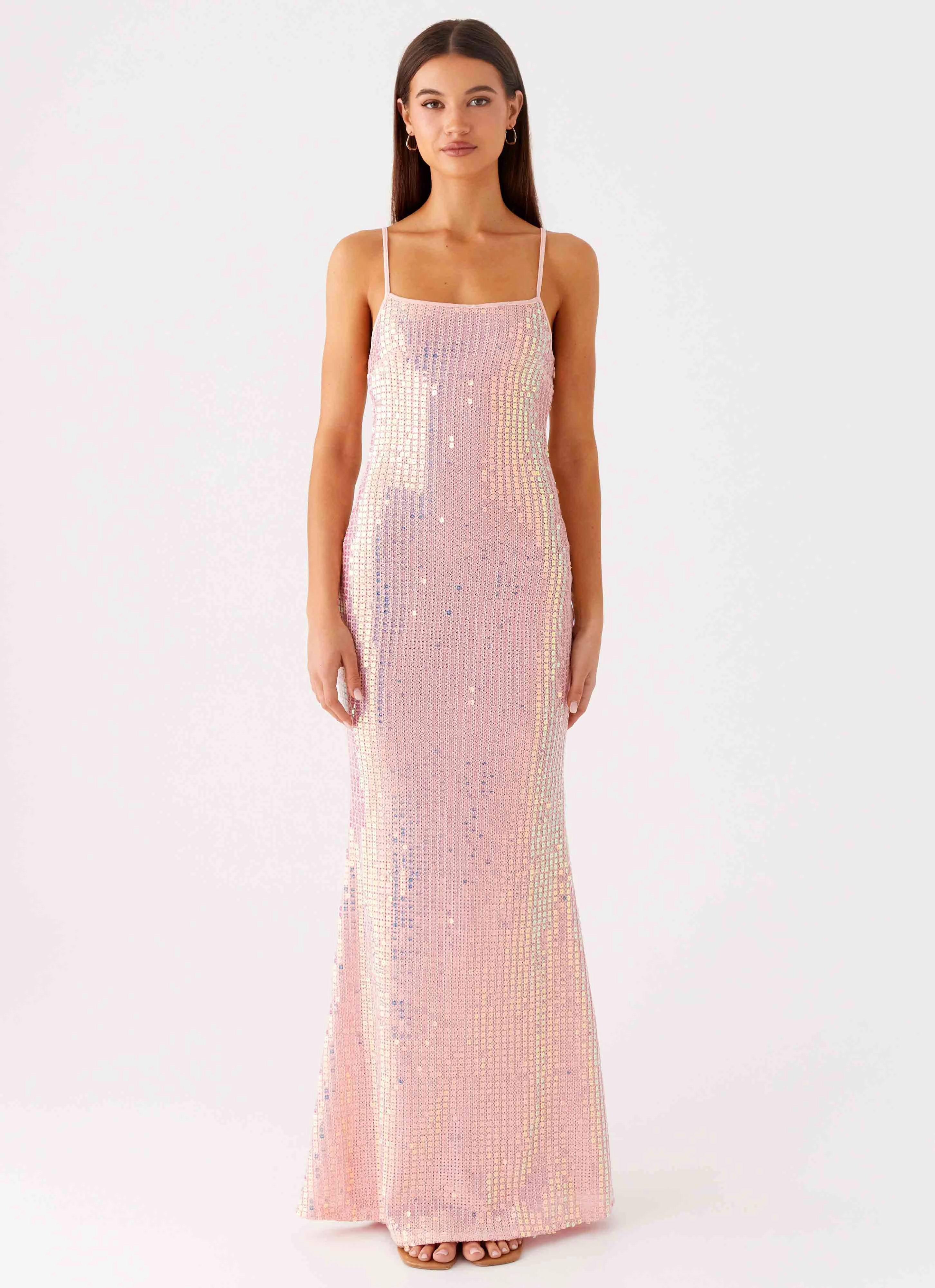 Attitude Knit Sequin Maxi Dress - Iridescent Pink AntiFrayEdging
