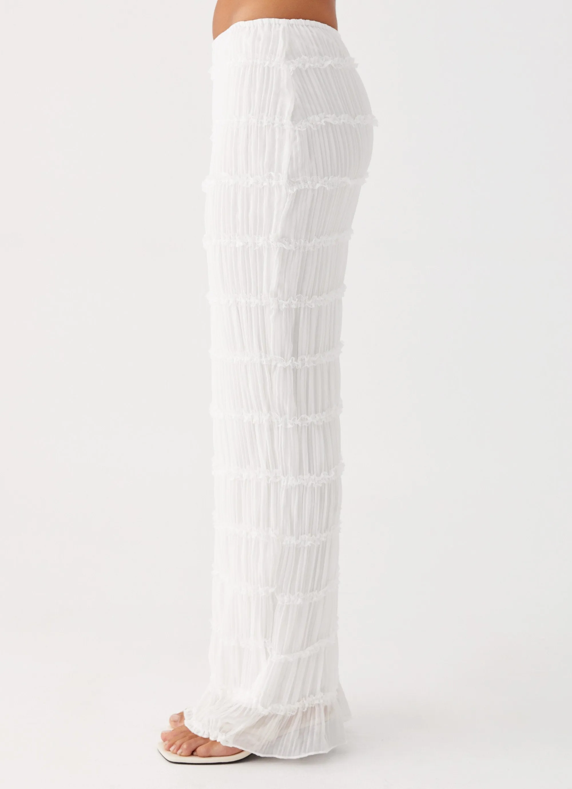 Daydreaming Low Rise Maxi Skirt - White Flexible Waistband