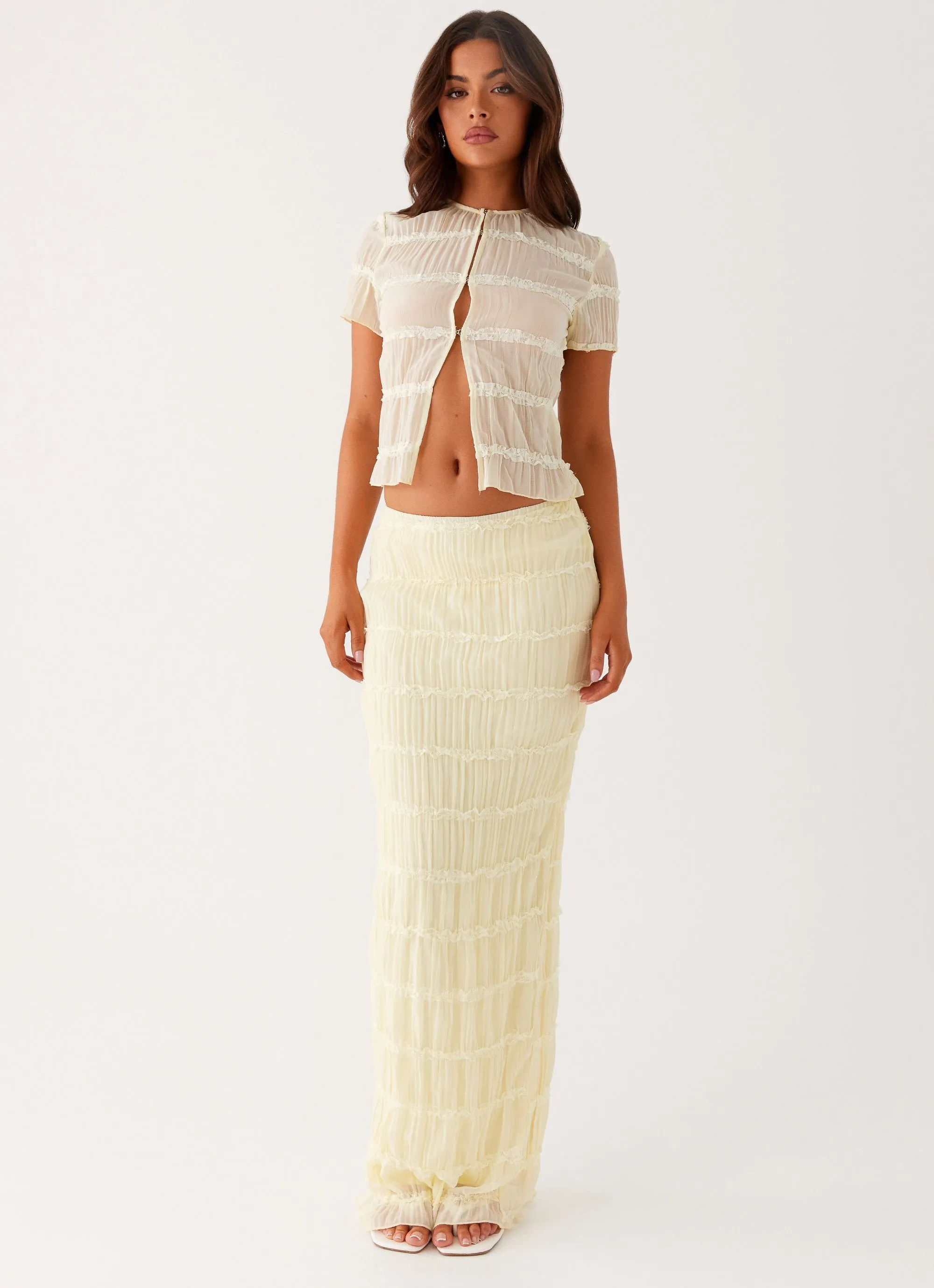 Daydreaming Low Rise Maxi Skirt - Yellow Fashion Forward