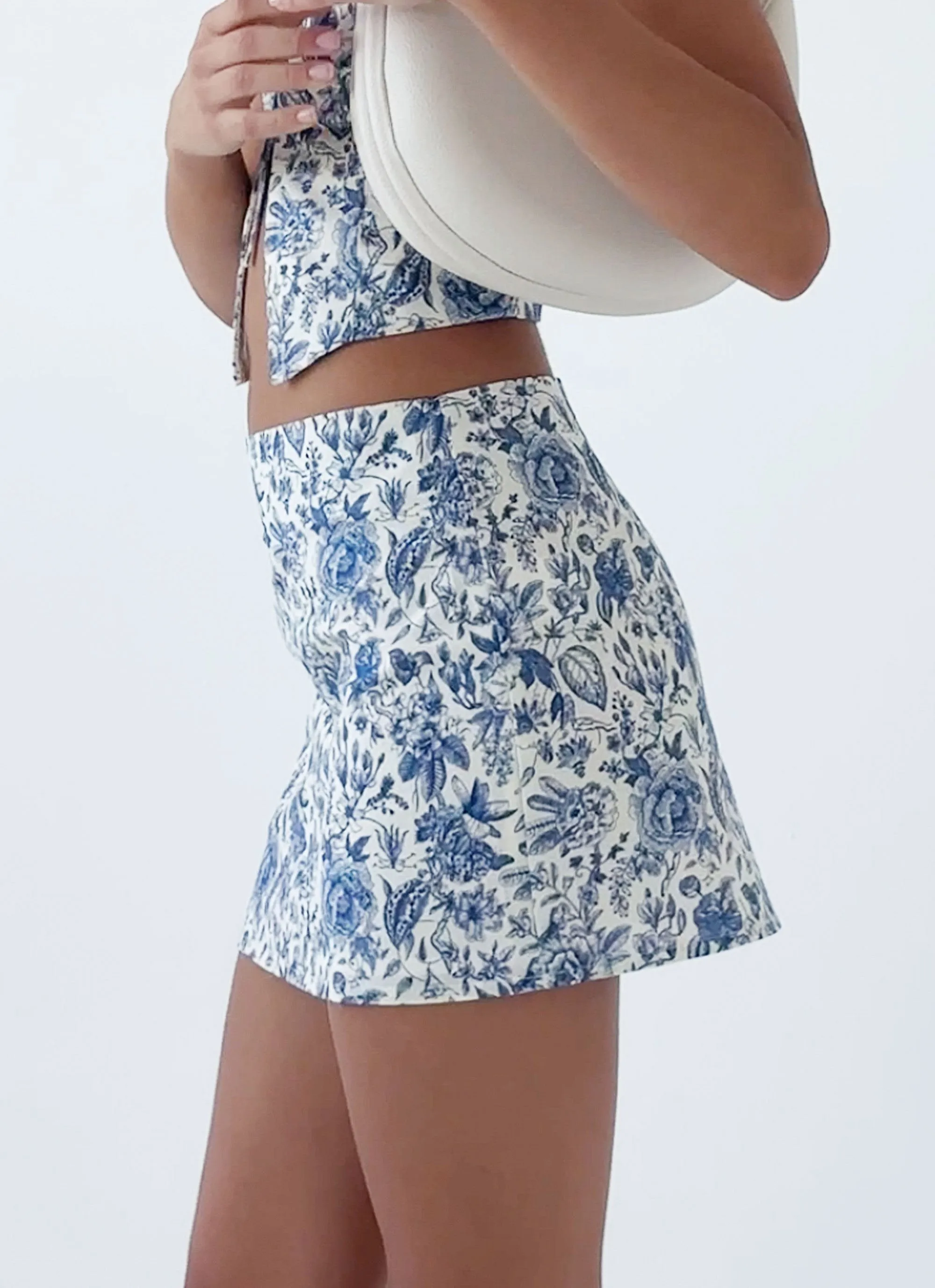 Flexible Comfort Take Me Away Mini Skirt - Blue Paisley