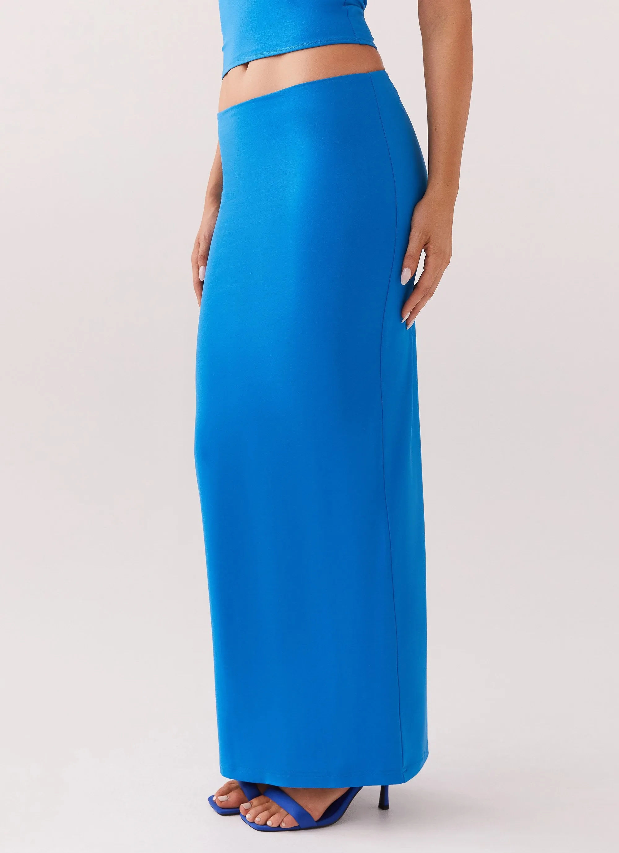 investment piece Sophisticated Mood Solace Soul Maxi Skirt - Cobalt