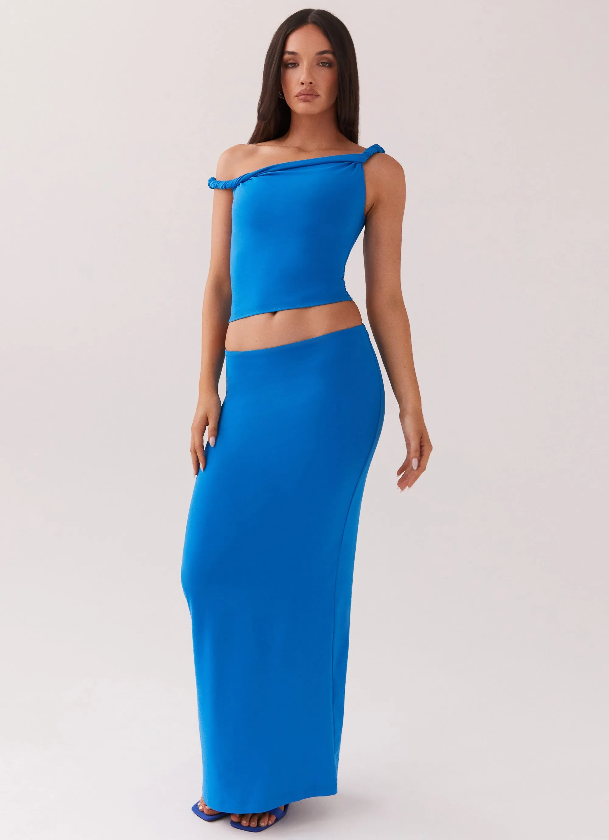 Solace Soul Maxi Skirt - Cobalt Adjustable Closure Bestseller Item