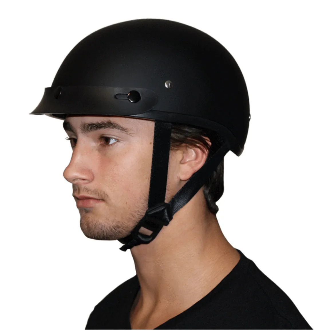 Daytona D.O.T Skull Cap Motorcycle Helmet Hi Gloss White with Visor