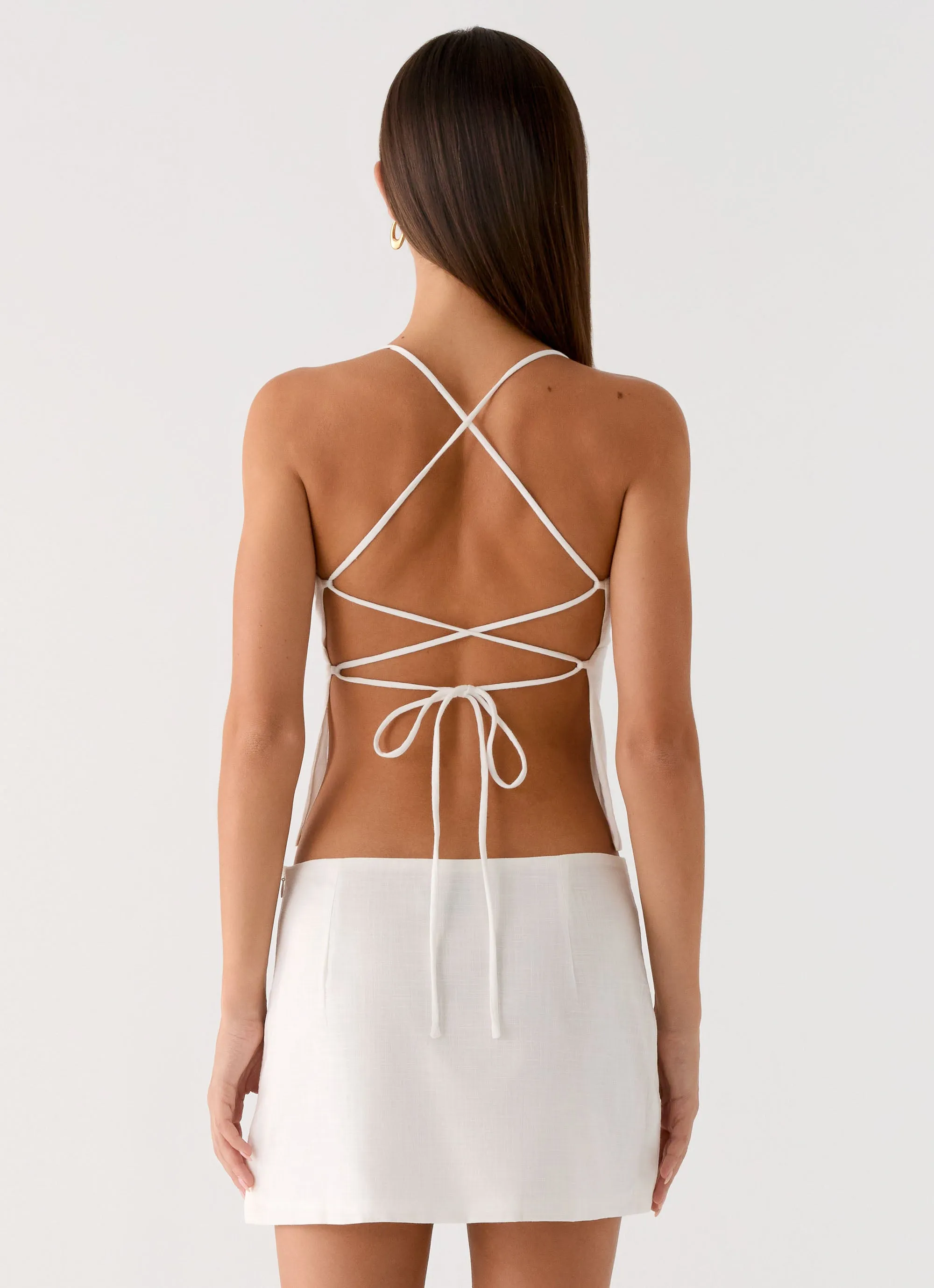 Media Feature Reinforced Pockets Under Heat Mini Skirt - White