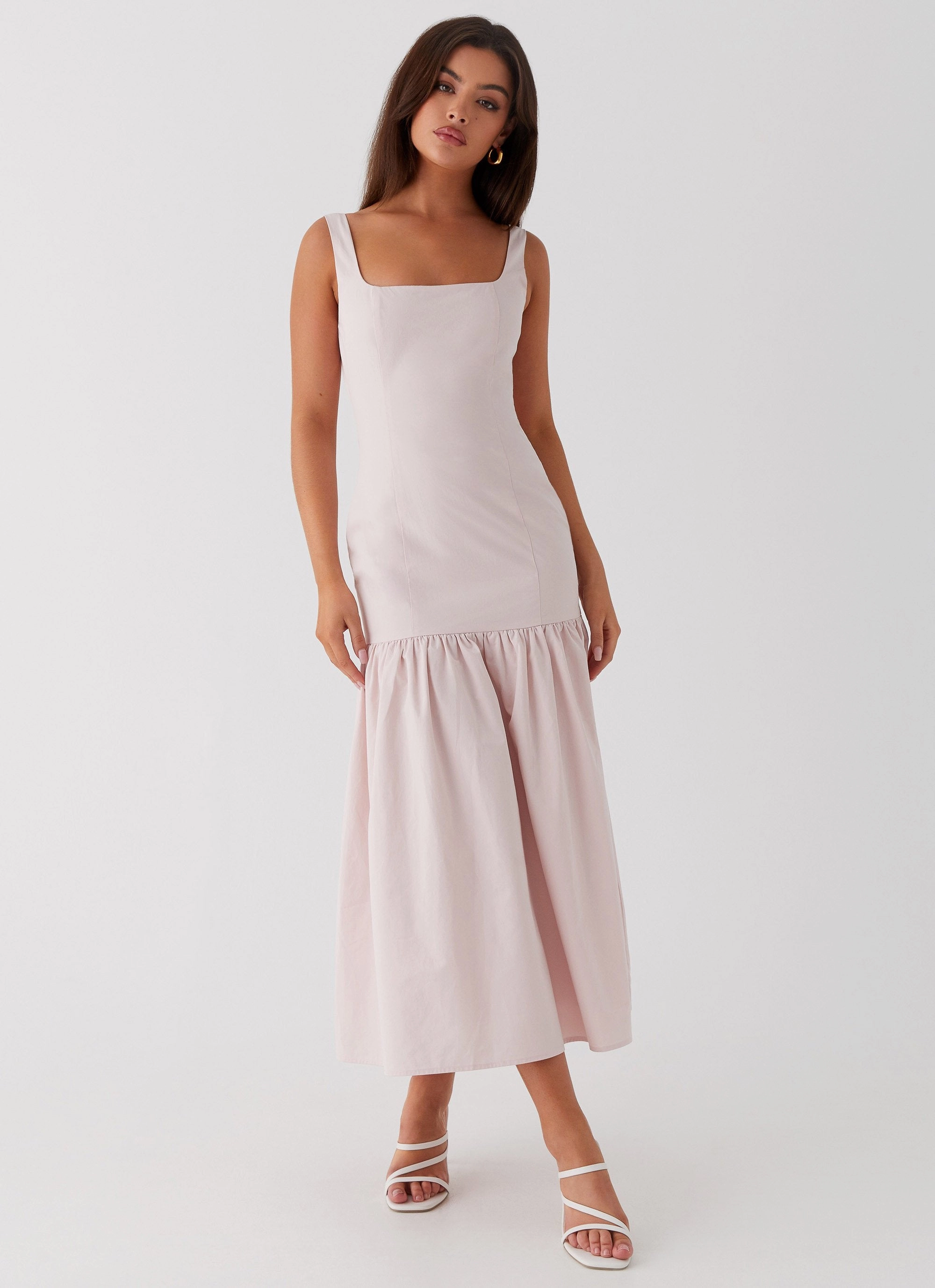 Photo Glow Comfort Waist Fit Ladylike Midi Dress - Pink