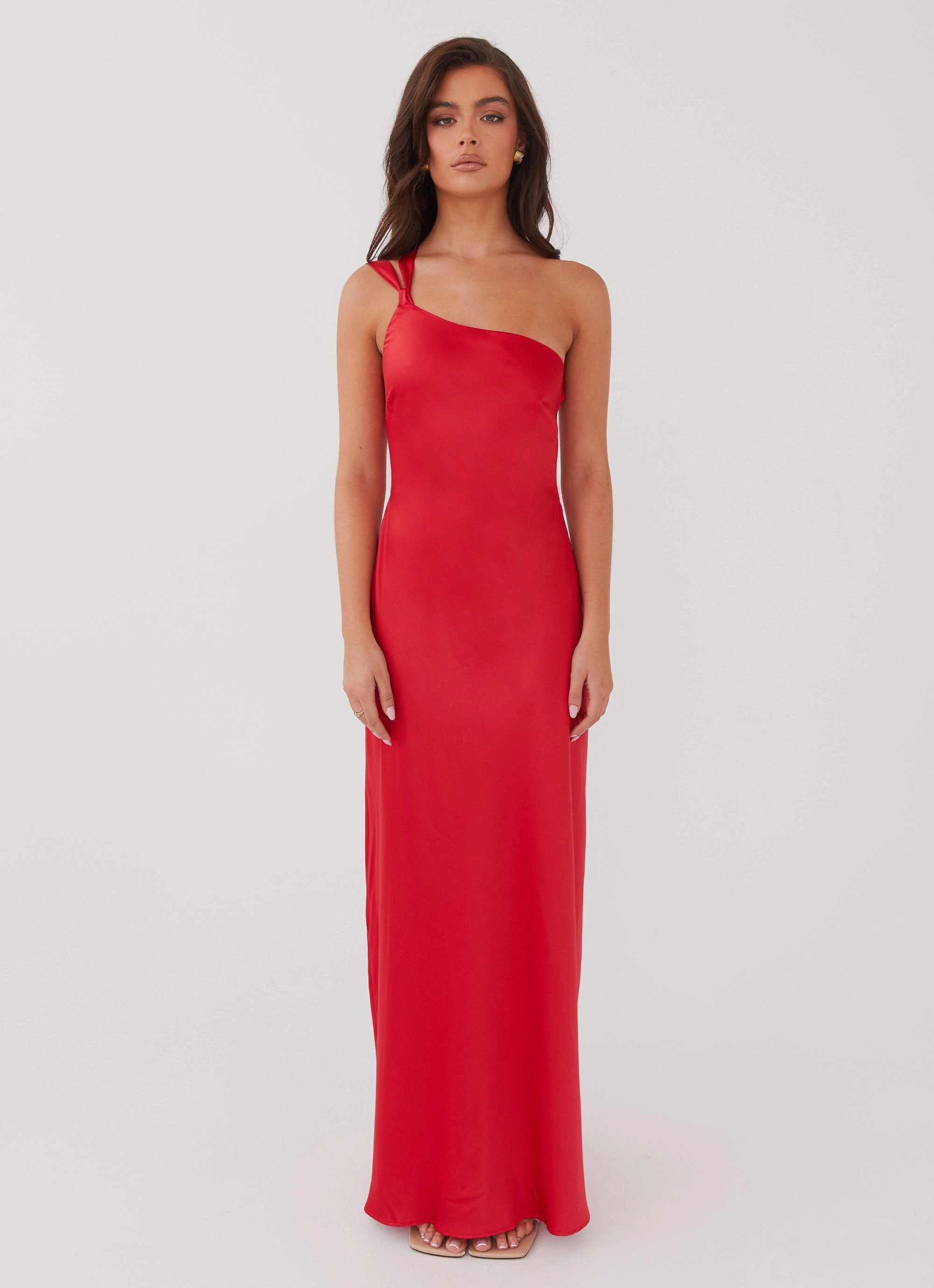 Relaxed-fit Delancy One Shoulder Maxi Dress - Rouge Red