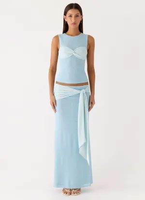Outfit Focused Silicone Grip Trim Delani Maxi Skirt - Blue