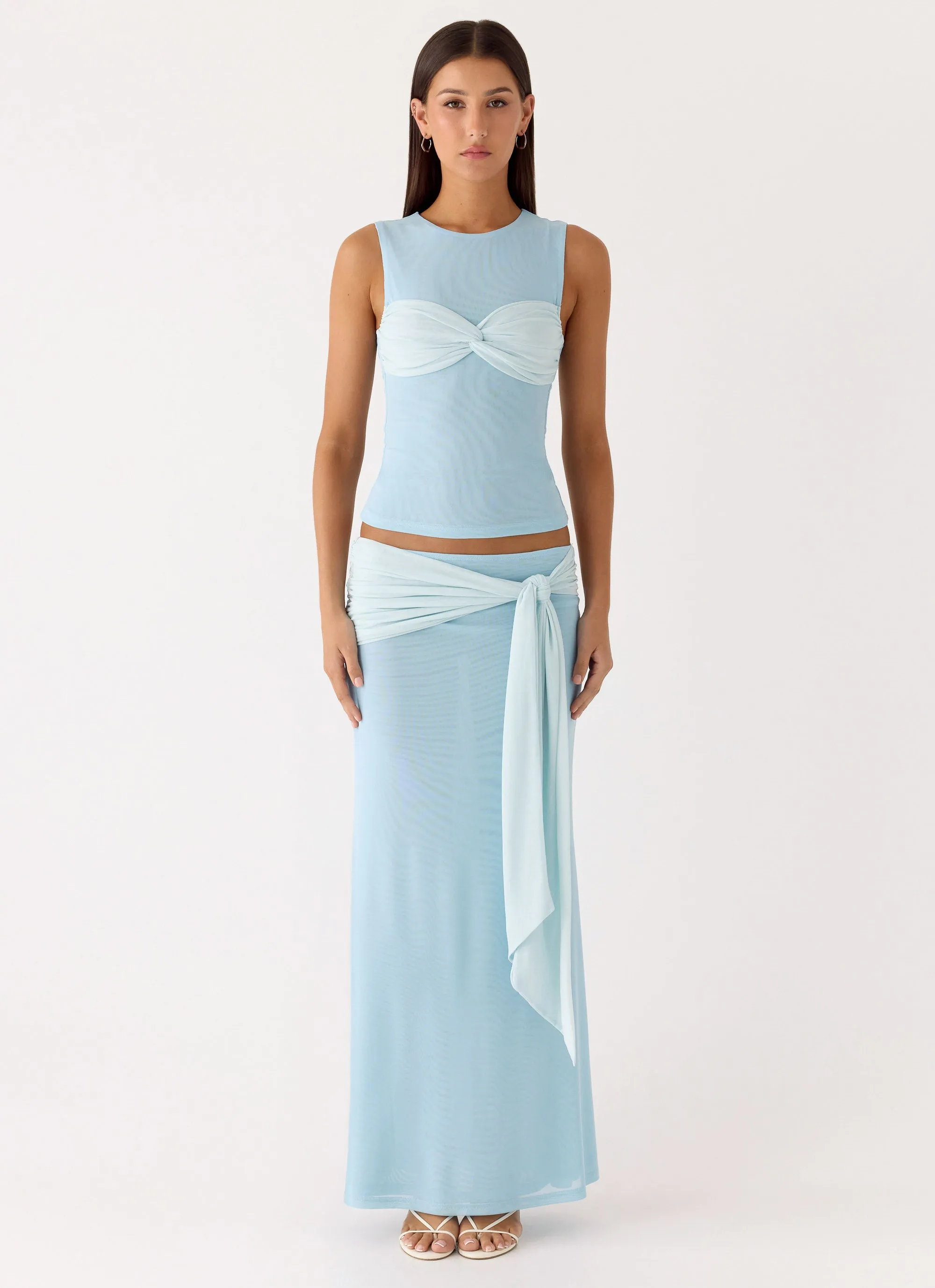 Outfit Focused Silicone Grip Trim Delani Maxi Skirt - Blue
