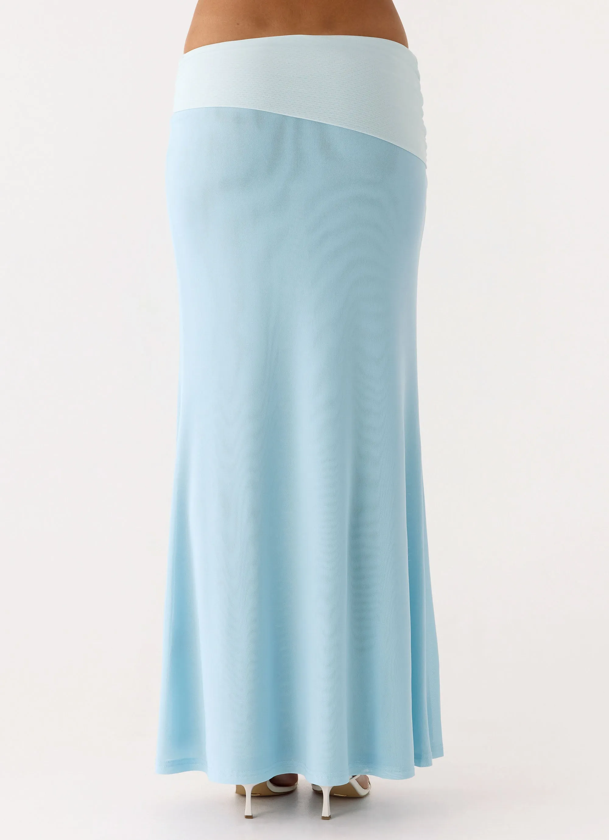 Delani Maxi Skirt - Blue Twist Knot Details