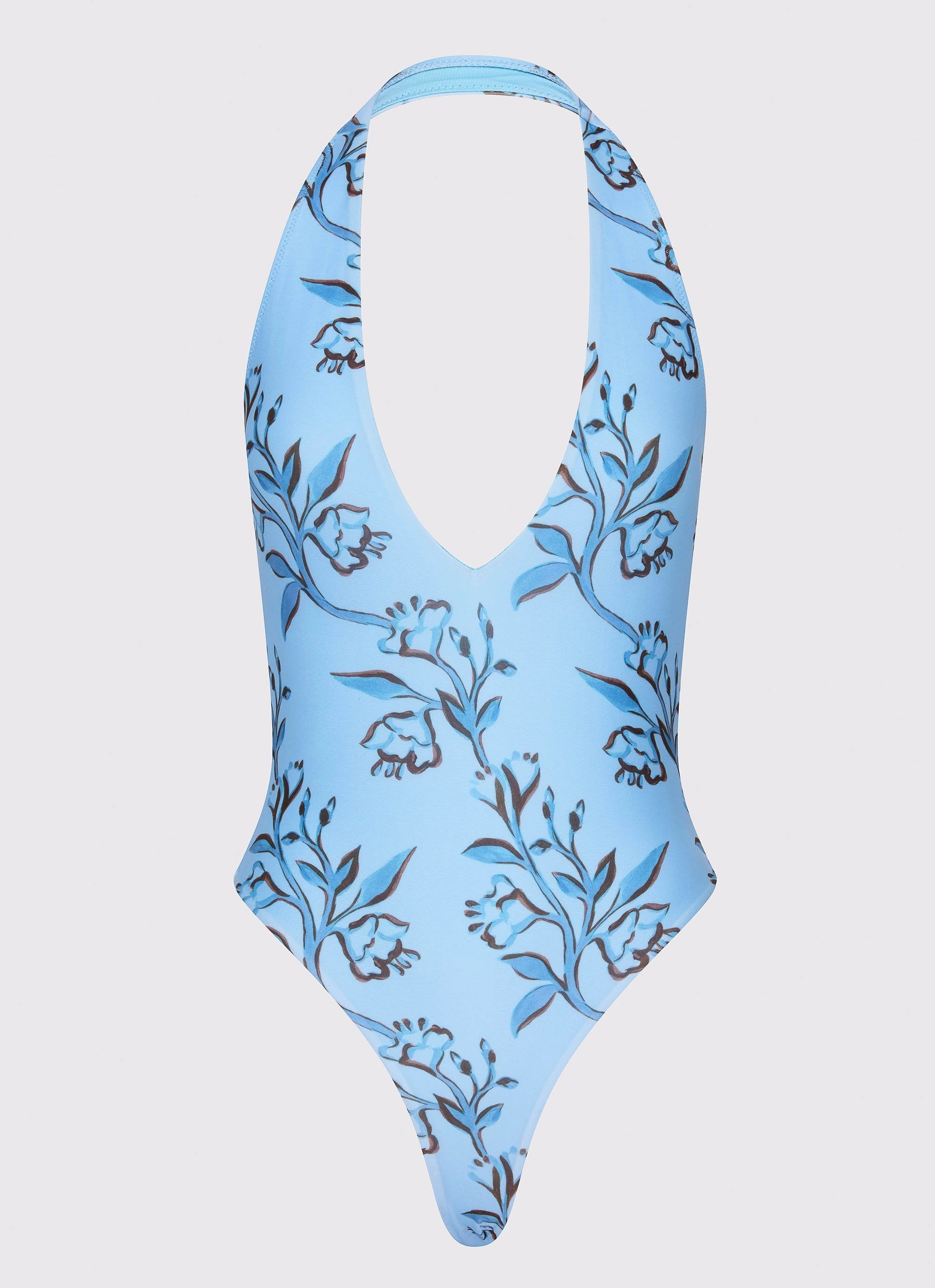 Delia One Piece Swimsuit - Blue Floral Print Hydration Wicking Lining