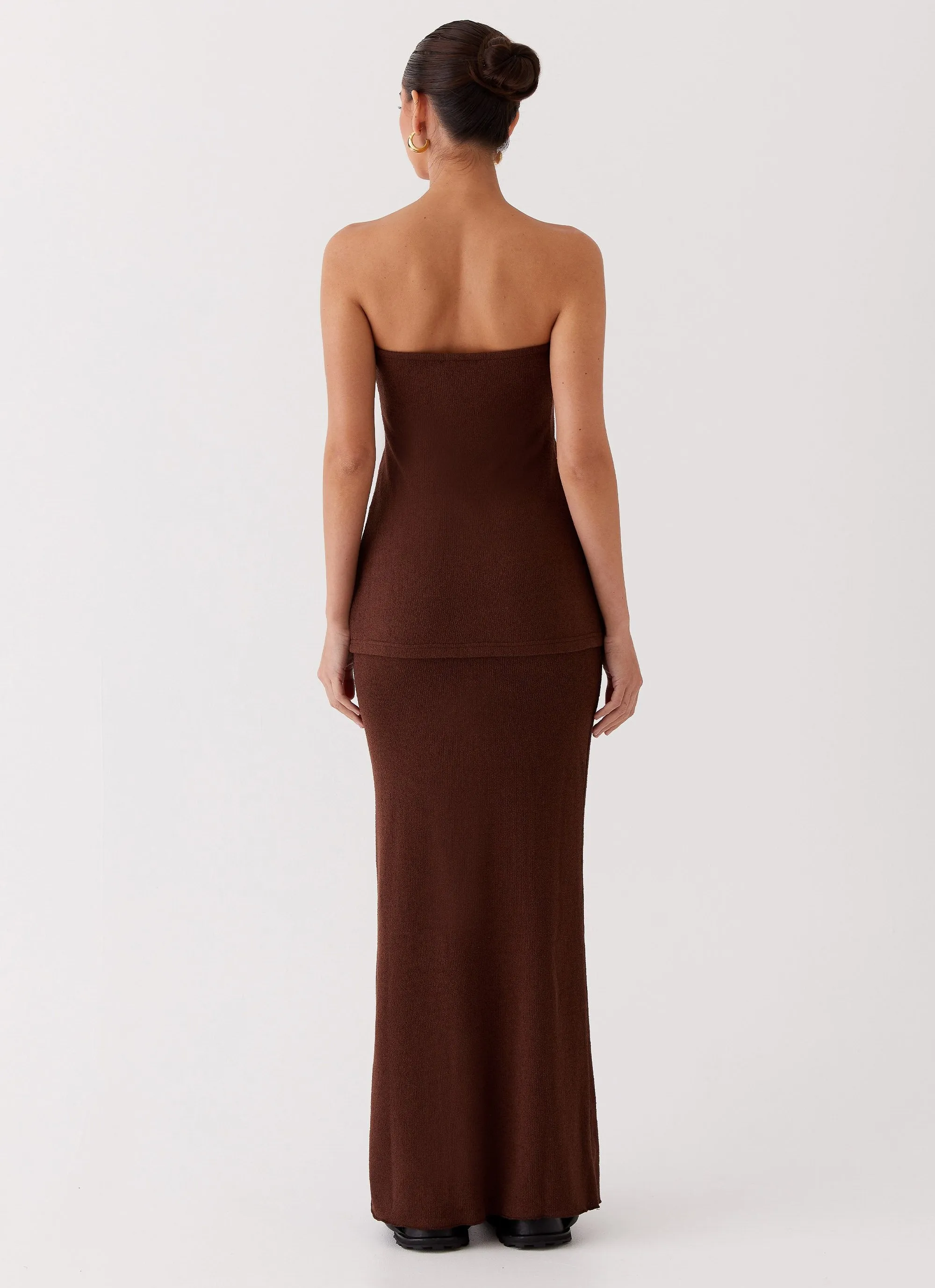 Pure Vibes Delicate Lady Knit Maxi Skirt - Chocolate