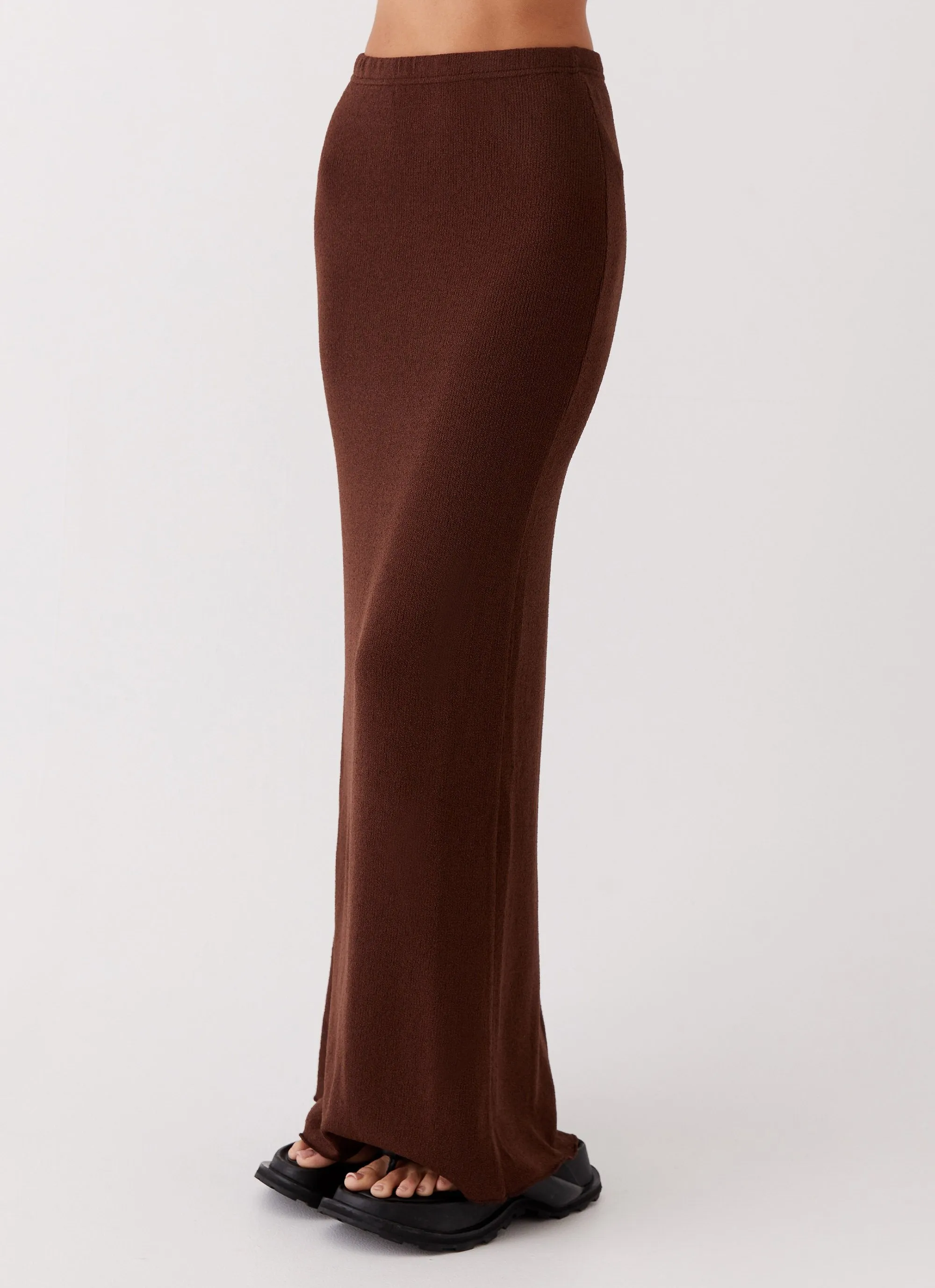 Sustainable Delicate Lady Knit Maxi Skirt - Chocolate
