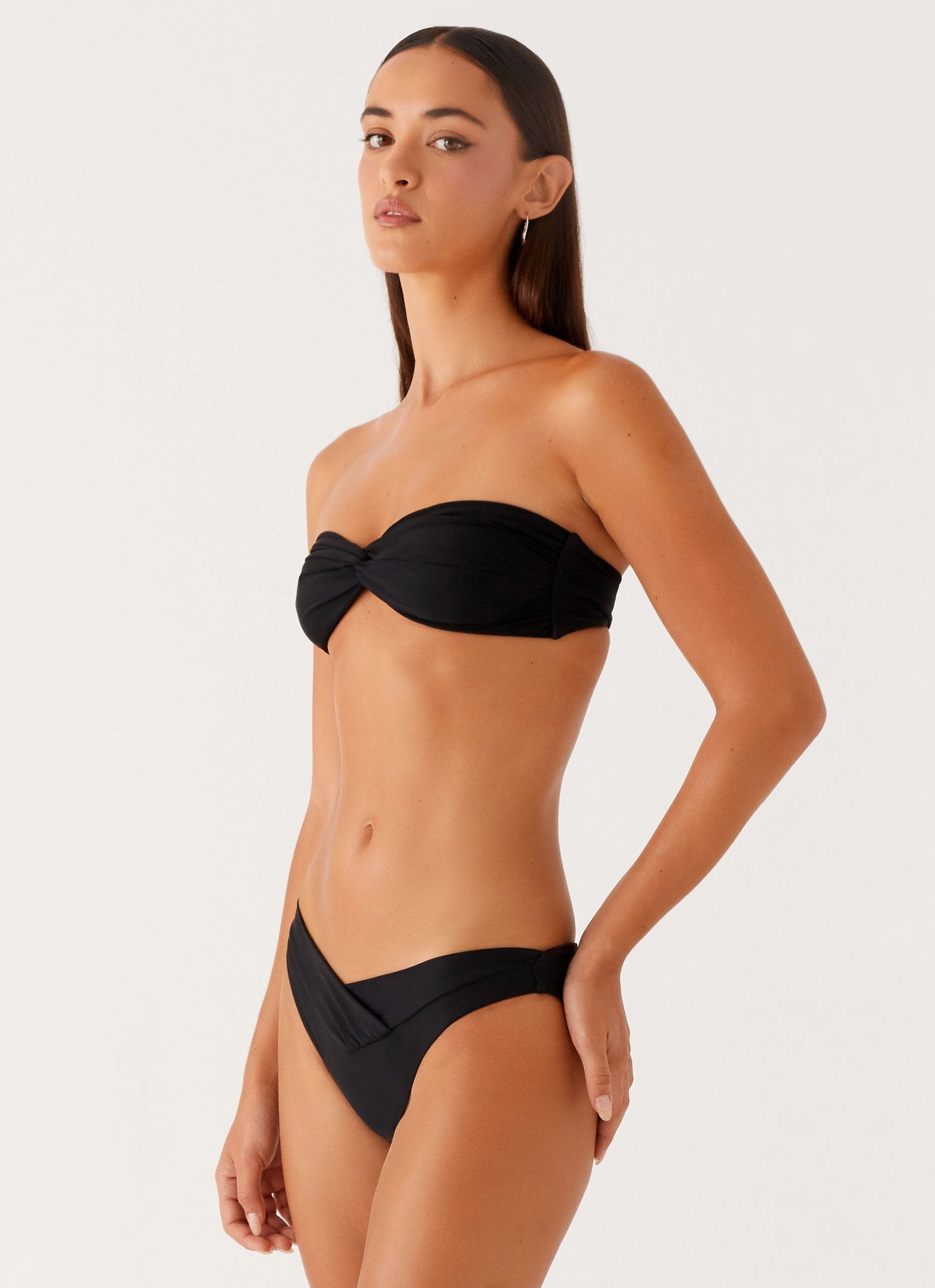 Delta Bandeau Bikini Top - Black Snag Resistant Surface Hidden Pocket