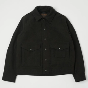 Extra Layer Piece Collar Stabilization System Filson Mackinaw Wool Work Jacket - Peat Black